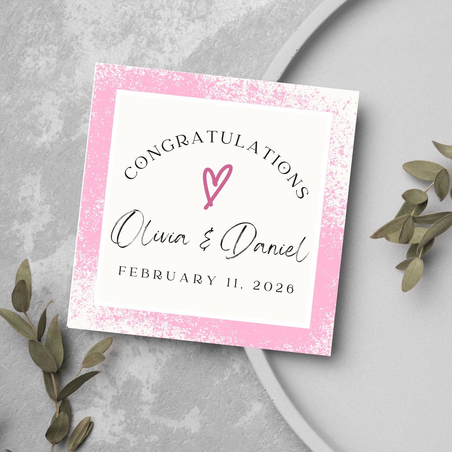 Personalised Wedding Congratulations Card, Wedding Day Card, Card for Couple, Customised Wedding Card, Name and Date Card, Wedding Gift