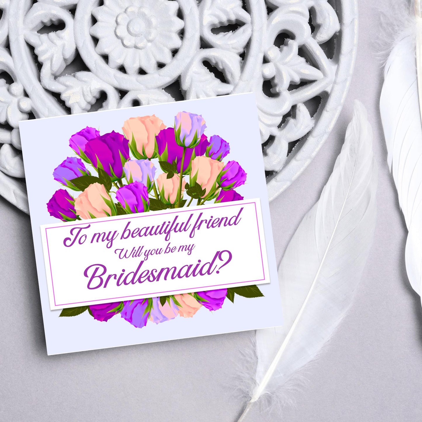 Personalised Bridesmaid Card, Will You Be My Bridesmaid? Maid of Honour Card, Flower Girl Card, Card for Bridesmaid, Customised Card