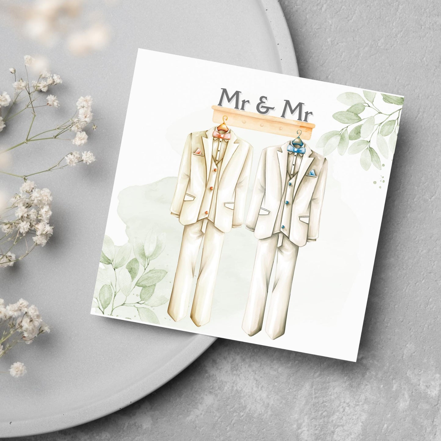 Mr and Mr Wedding Card, Gay Wedding Celebration Card, LGBTQ+ Wedding Day Card, Pride Wedding, Gay Marriage Card, Just Married, Gay Couple