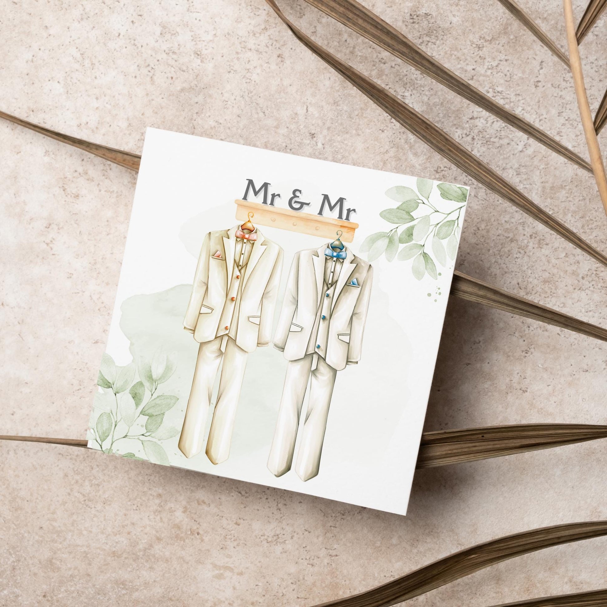 Mr and Mr Wedding Card, Gay Wedding Celebration Card, LGBTQ+ Wedding Day Card, Pride Wedding, Gay Marriage Card, Just Married, Gay Couple