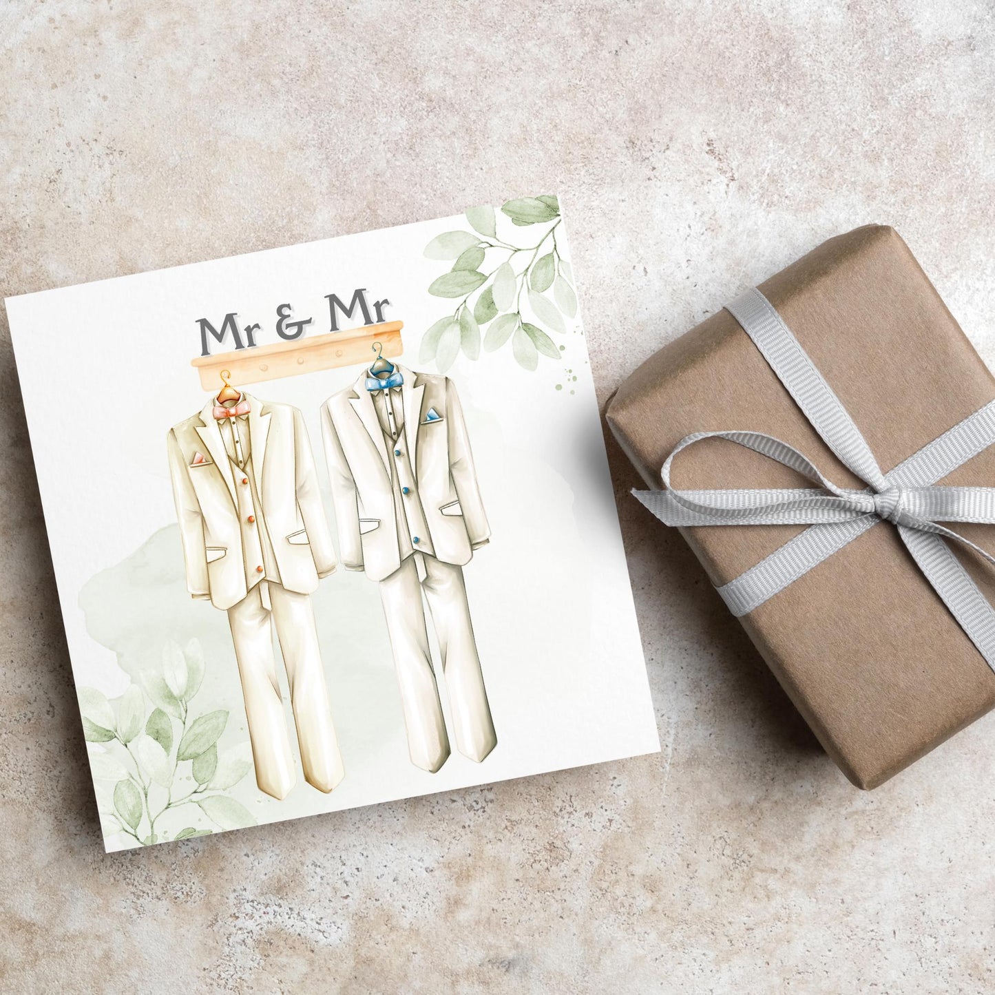 Mr and Mr Wedding Card, Gay Wedding Celebration Card, LGBTQ+ Wedding Day Card, Pride Wedding, Gay Marriage Card, Just Married, Gay Couple