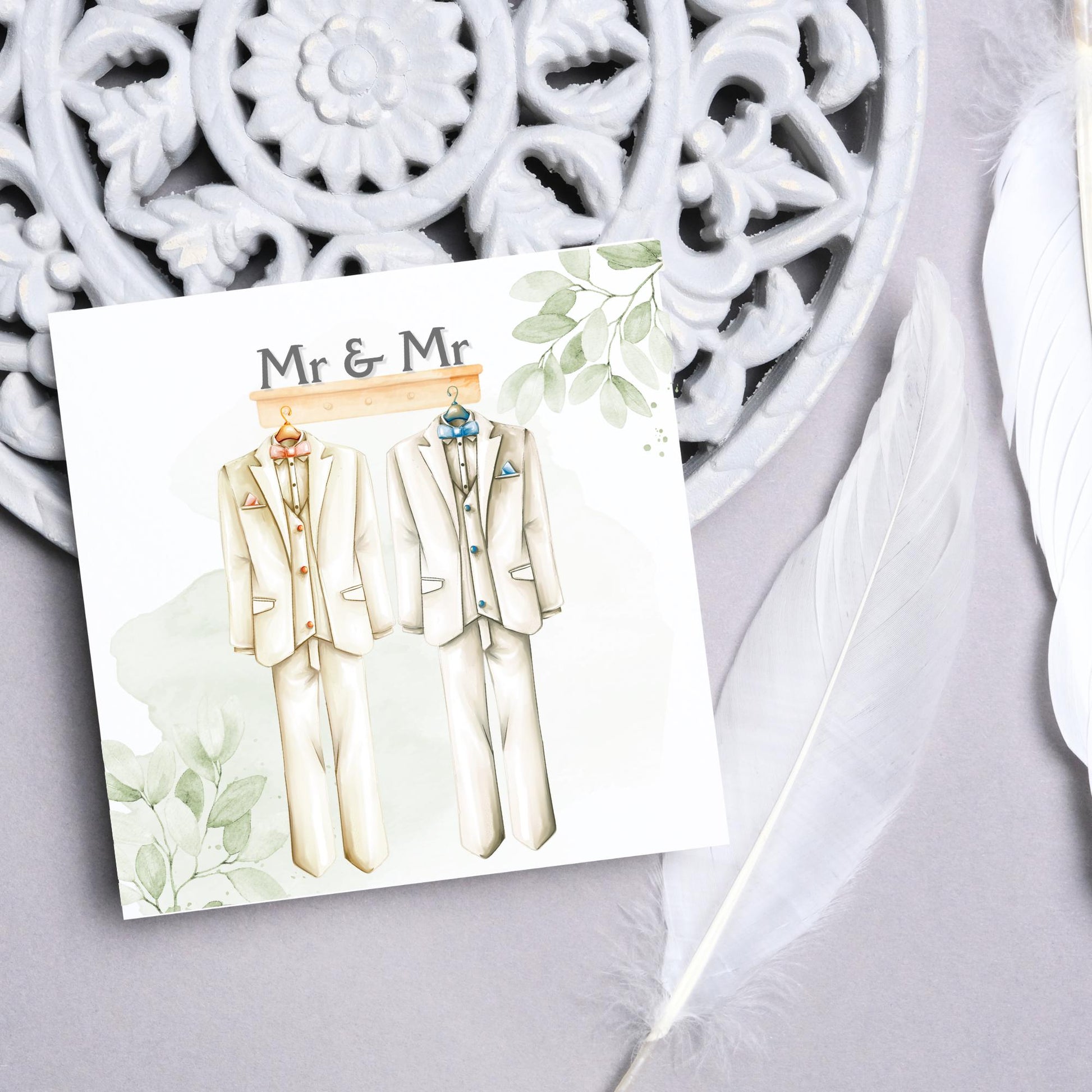 Mr and Mr Wedding Card, Gay Wedding Celebration Card, LGBTQ+ Wedding Day Card, Pride Wedding, Gay Marriage Card, Just Married, Gay Couple