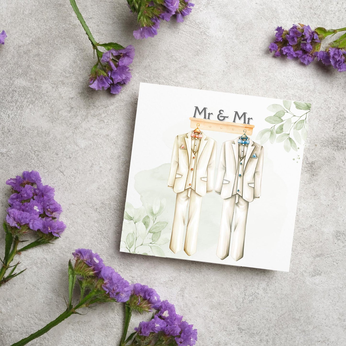 Mr and Mr Wedding Card, Gay Wedding Celebration Card, LGBTQ+ Wedding Day Card, Pride Wedding, Gay Marriage Card, Just Married, Gay Couple