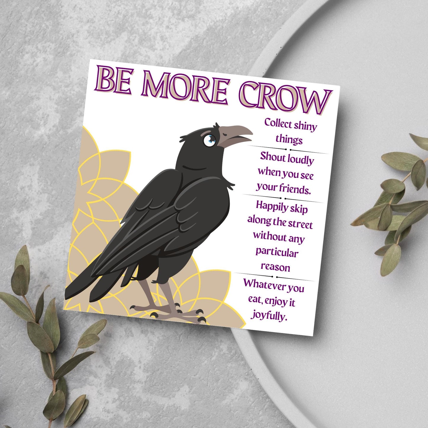 Crow Lover Card, Funny Corvid Card, Gothic Card, Goth Birthday Card, Friendship Card, Alternative Birthday Card, Any Occasion Card