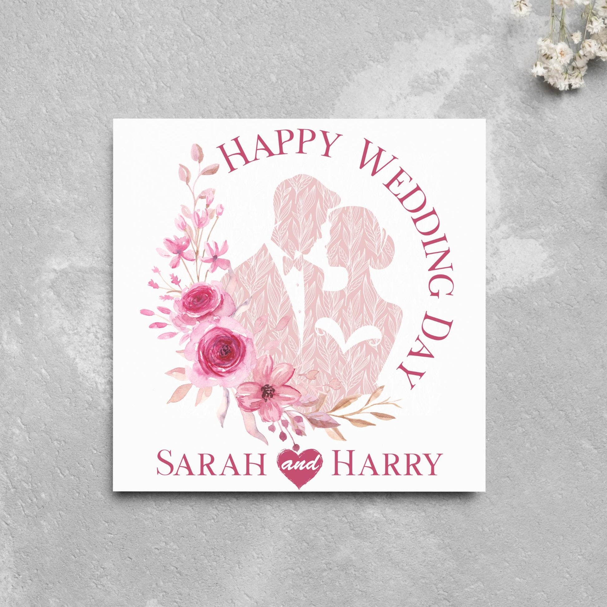 Personalised Wedding Congratulations Card, Wedding Day Card, Card for Couple, Customised Wedding Card, Custom Name Card, Wedding Gift