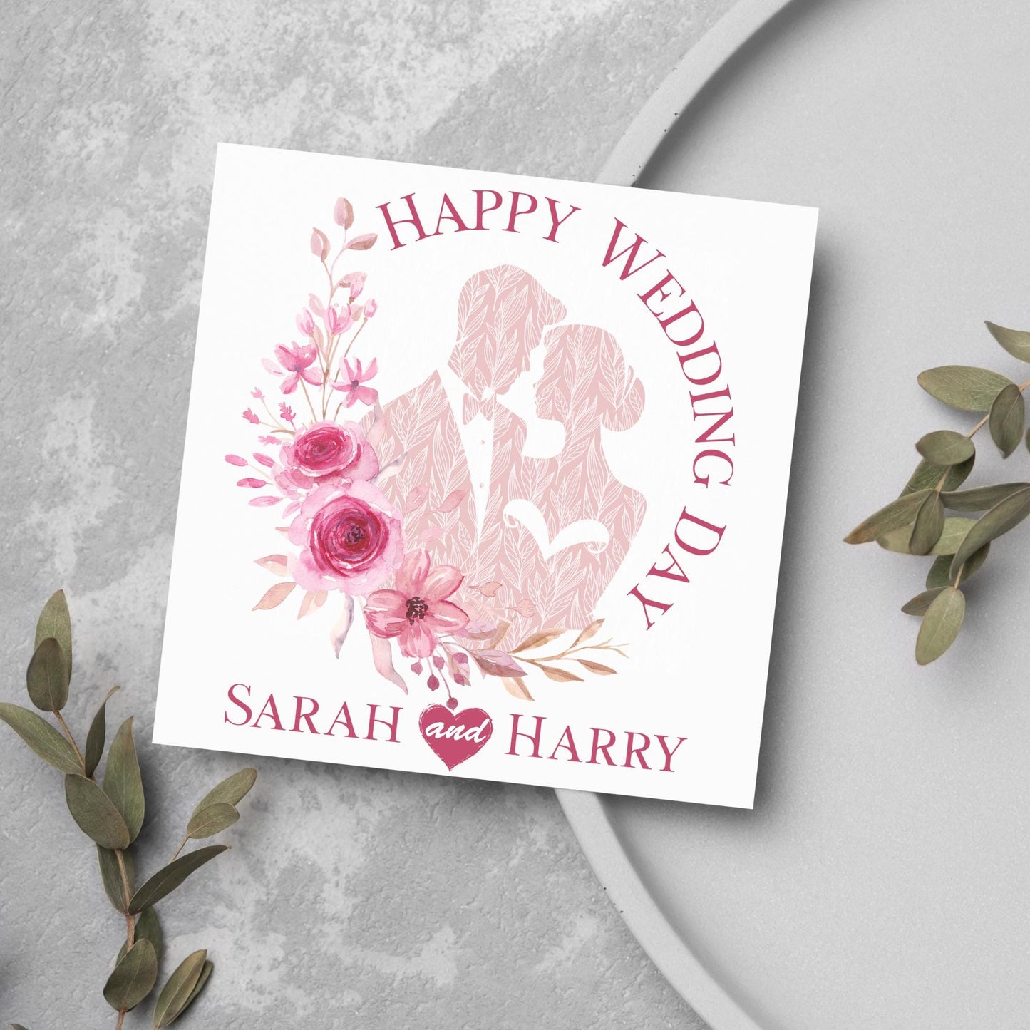 Personalised Wedding Congratulations Card, Wedding Day Card, Card for Couple, Customised Wedding Card, Custom Name Card, Wedding Gift