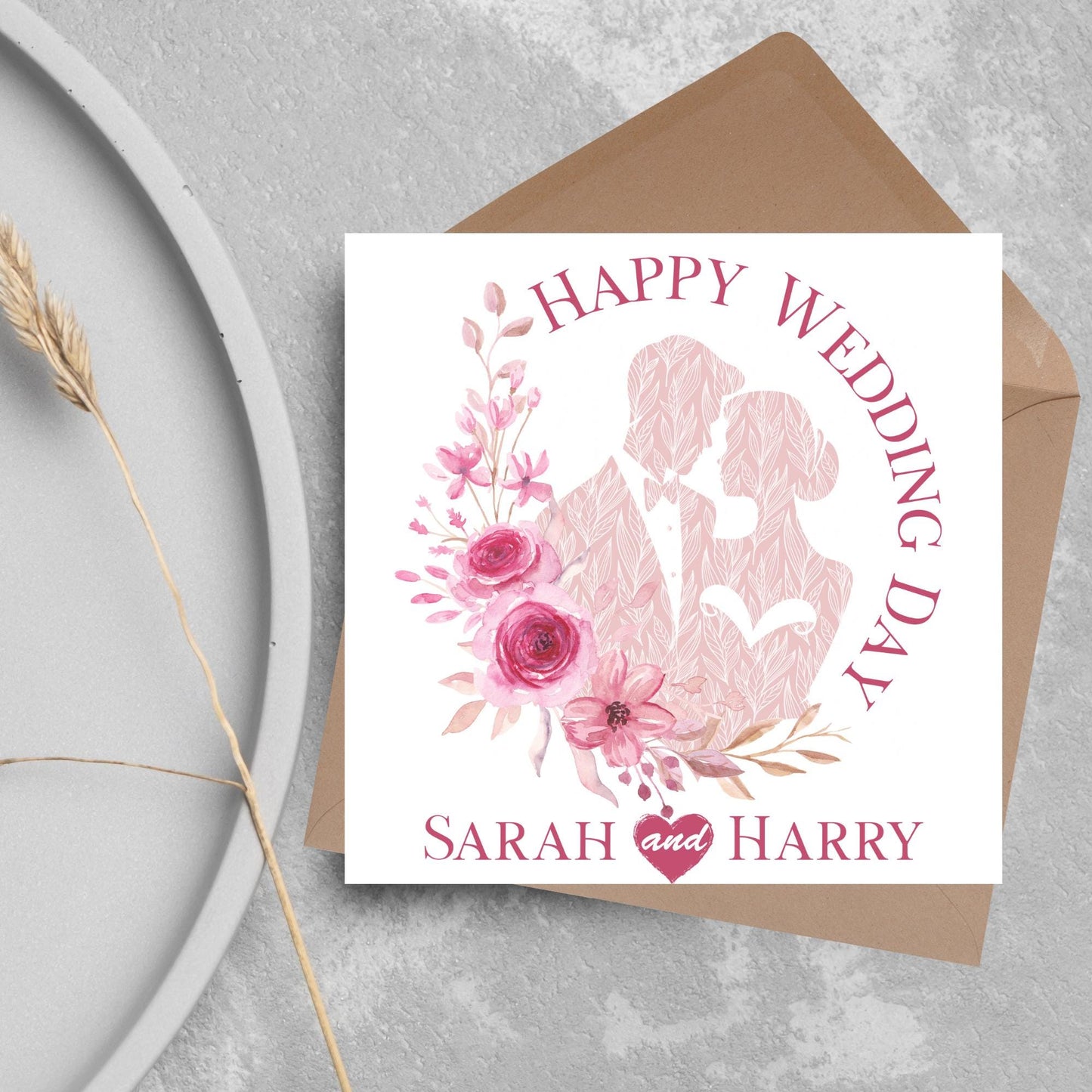 Personalised Wedding Congratulations Card, Wedding Day Card, Card for Couple, Customised Wedding Card, Custom Name Card, Wedding Gift
