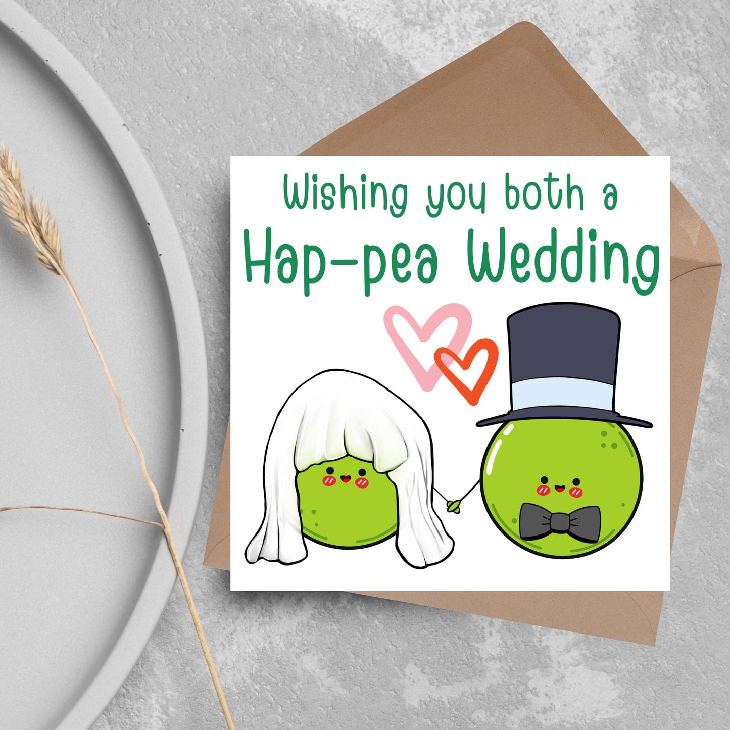 Cute Wedding Congratulations Card, Wedding Day Card, Card for Couple, Peas Card, Alternative Wedding Card, Happy Wedding Day