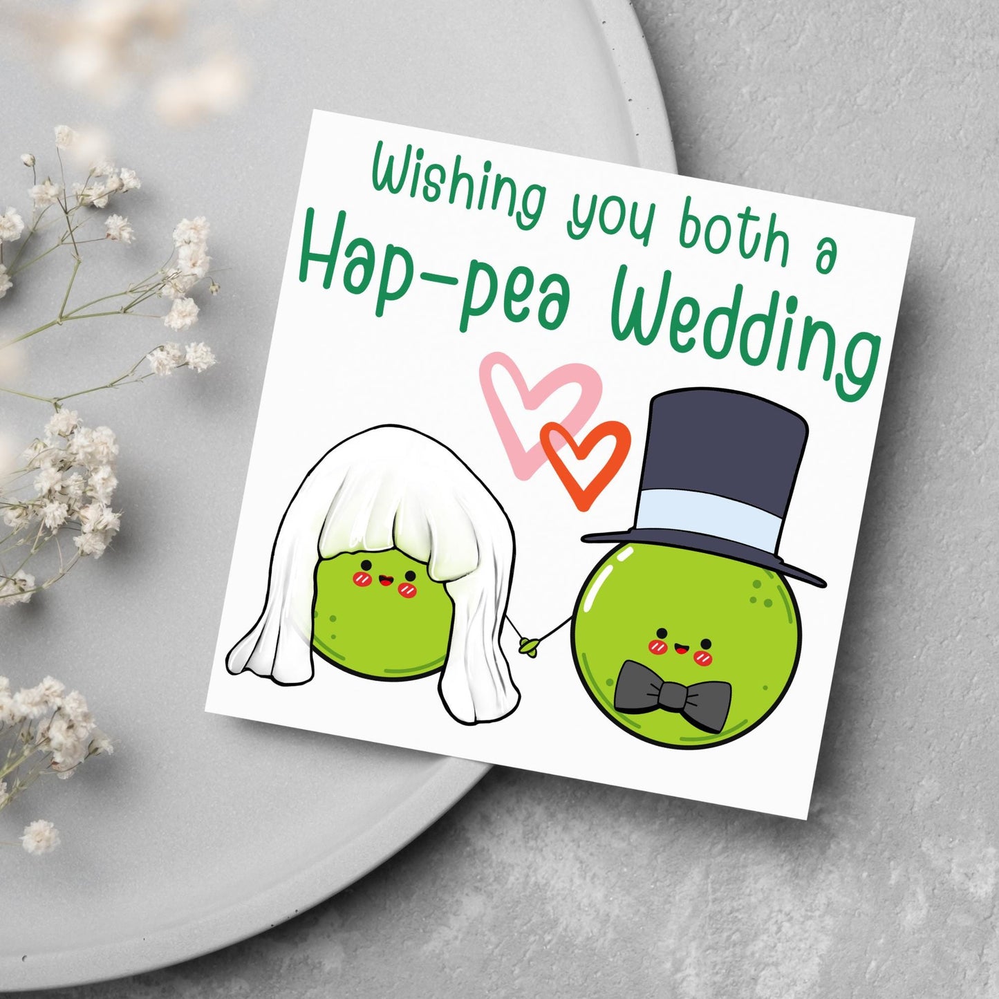 Cute Wedding Congratulations Card, Wedding Day Card, Card for Couple, Peas Card, Alternative Wedding Card, Happy Wedding Day
