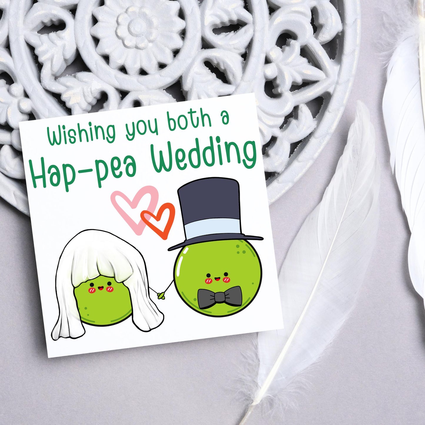 Cute Wedding Congratulations Card, Wedding Day Card, Card for Couple, Peas Card, Alternative Wedding Card, Happy Wedding Day