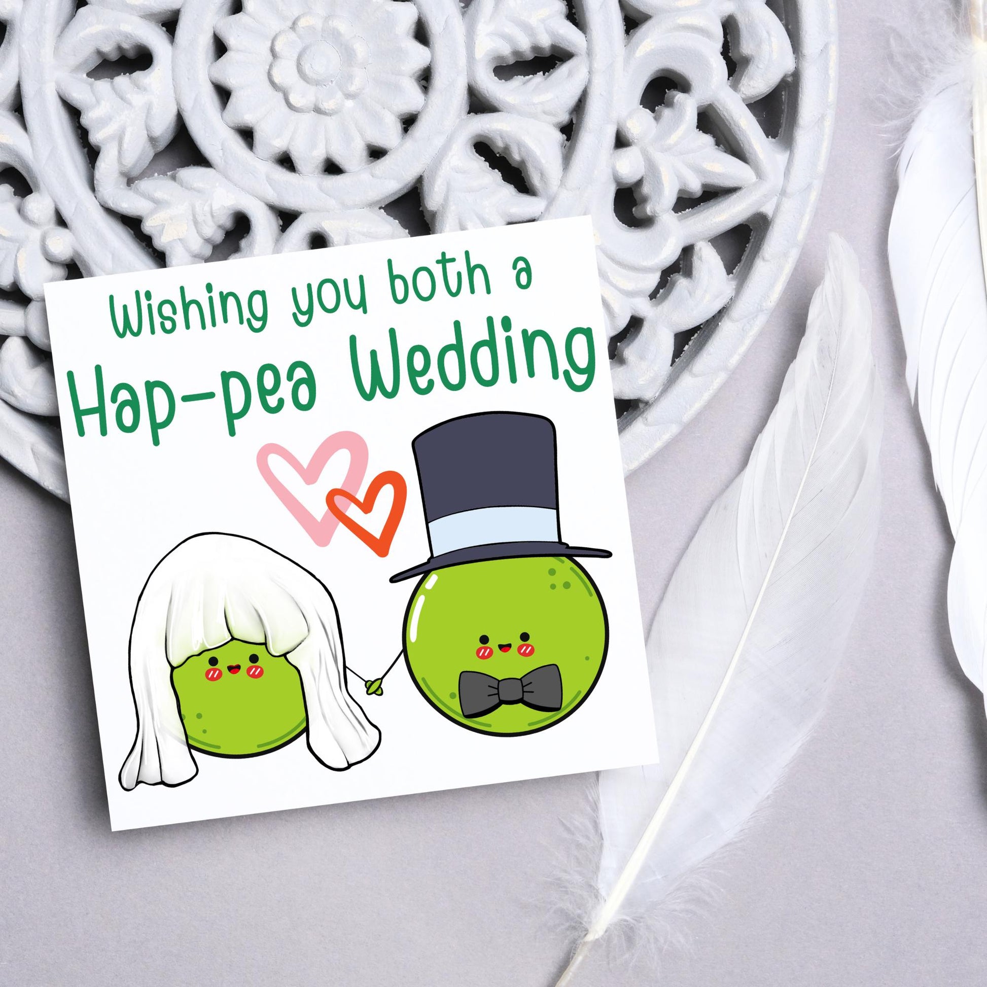 Cute Wedding Congratulations Card, Wedding Day Card, Card for Couple, Peas Card, Alternative Wedding Card, Happy Wedding Day
