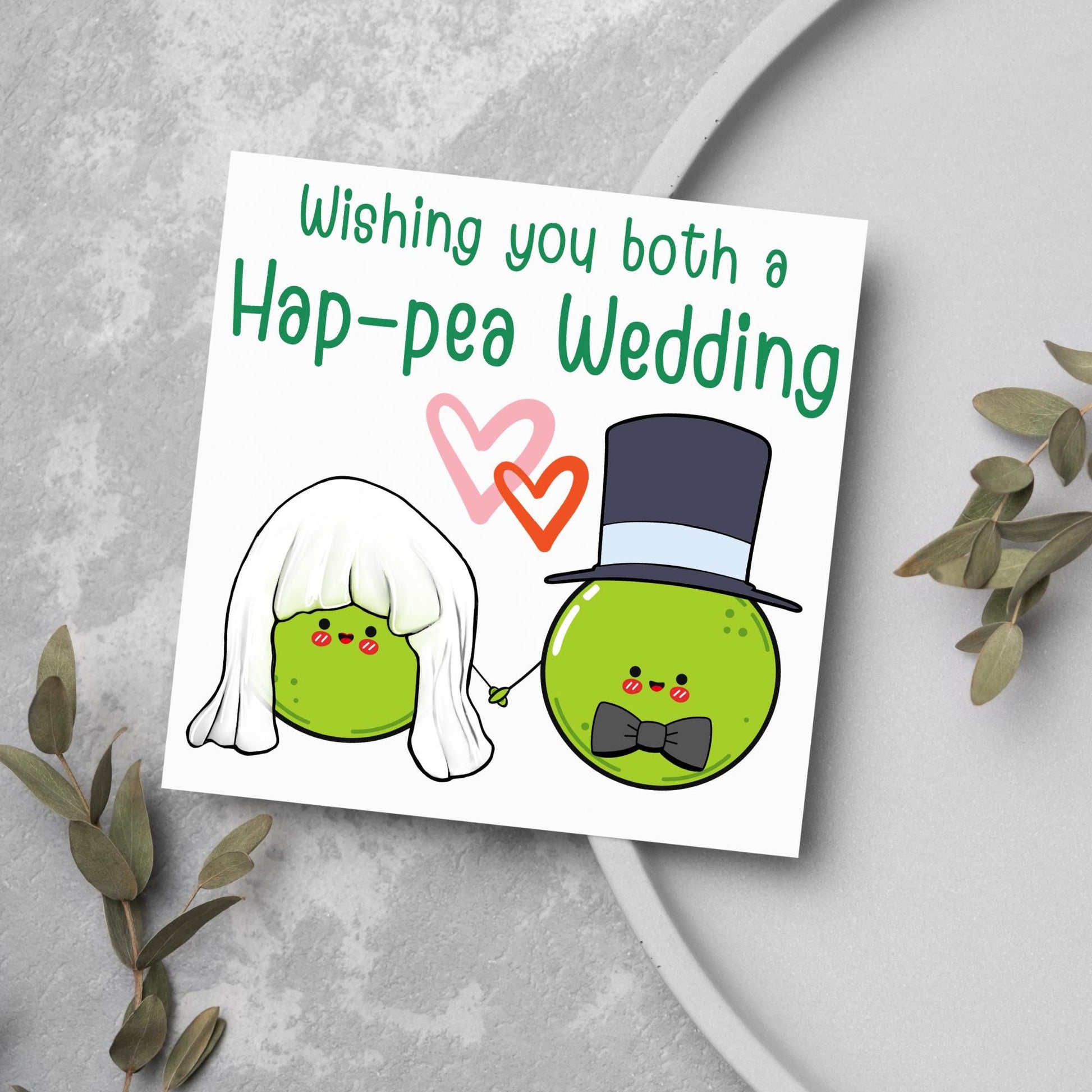 Cute Wedding Congratulations Card, Wedding Day Card, Card for Couple, Peas Card, Alternative Wedding Card, Happy Wedding Day