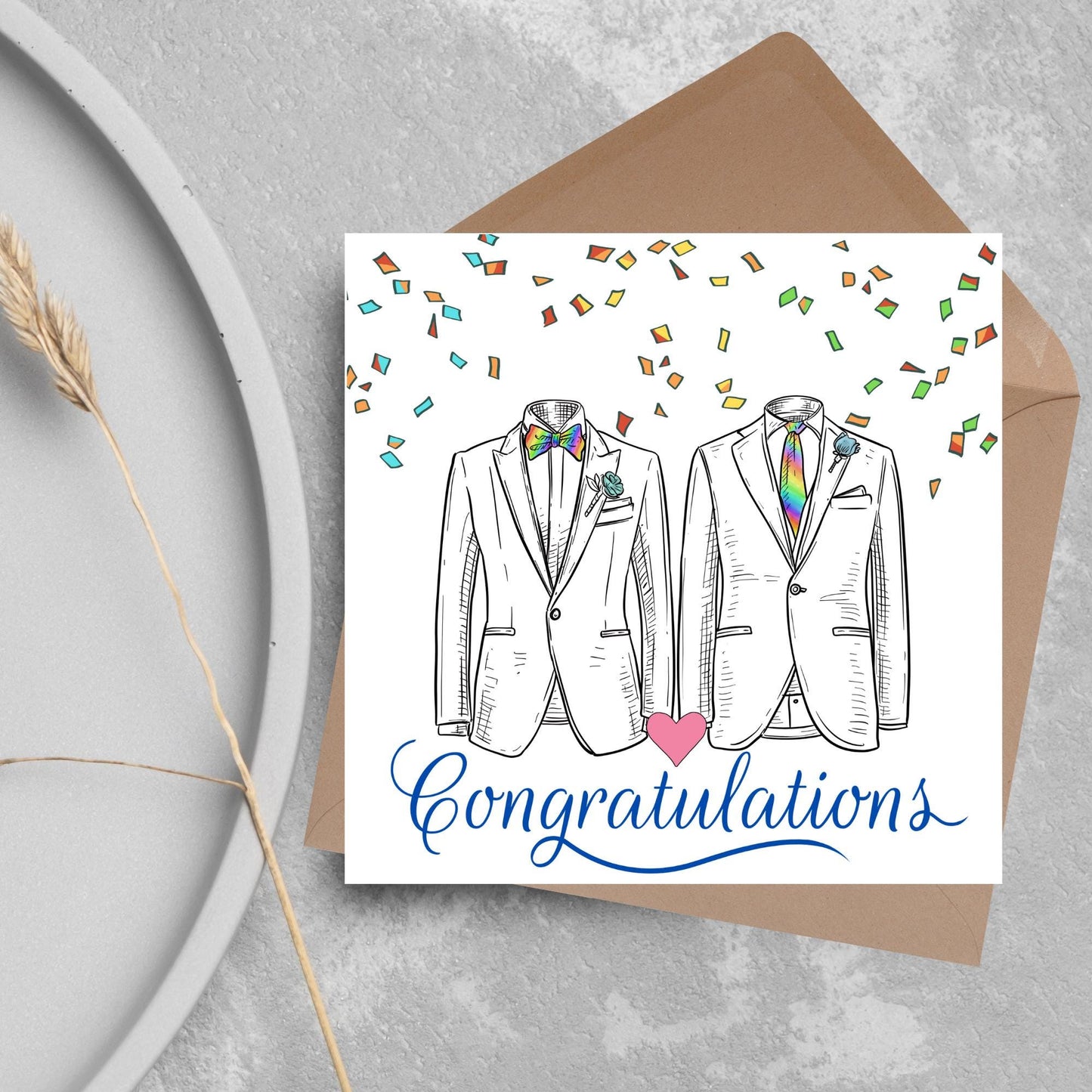 Gay Wedding Card, Engagement Card, Wedding Card, LGBTQ+ Card, Modern Design Wedding Card, LGBT Wedding Card, Mr and Mr, Gay Pride