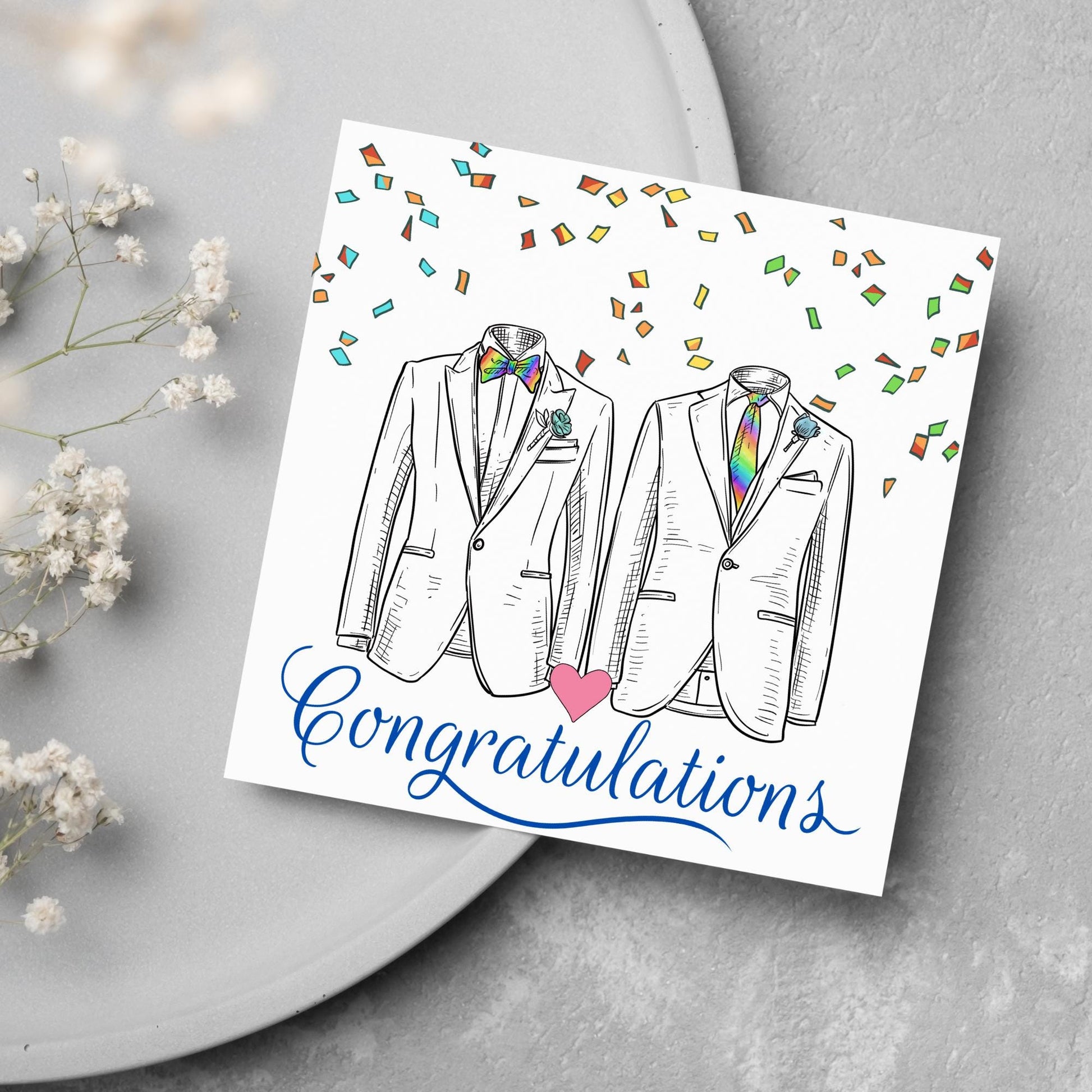 Gay Wedding Card, Engagement Card, Wedding Card, LGBTQ+ Card, Modern Design Wedding Card, LGBT Wedding Card, Mr and Mr, Gay Pride