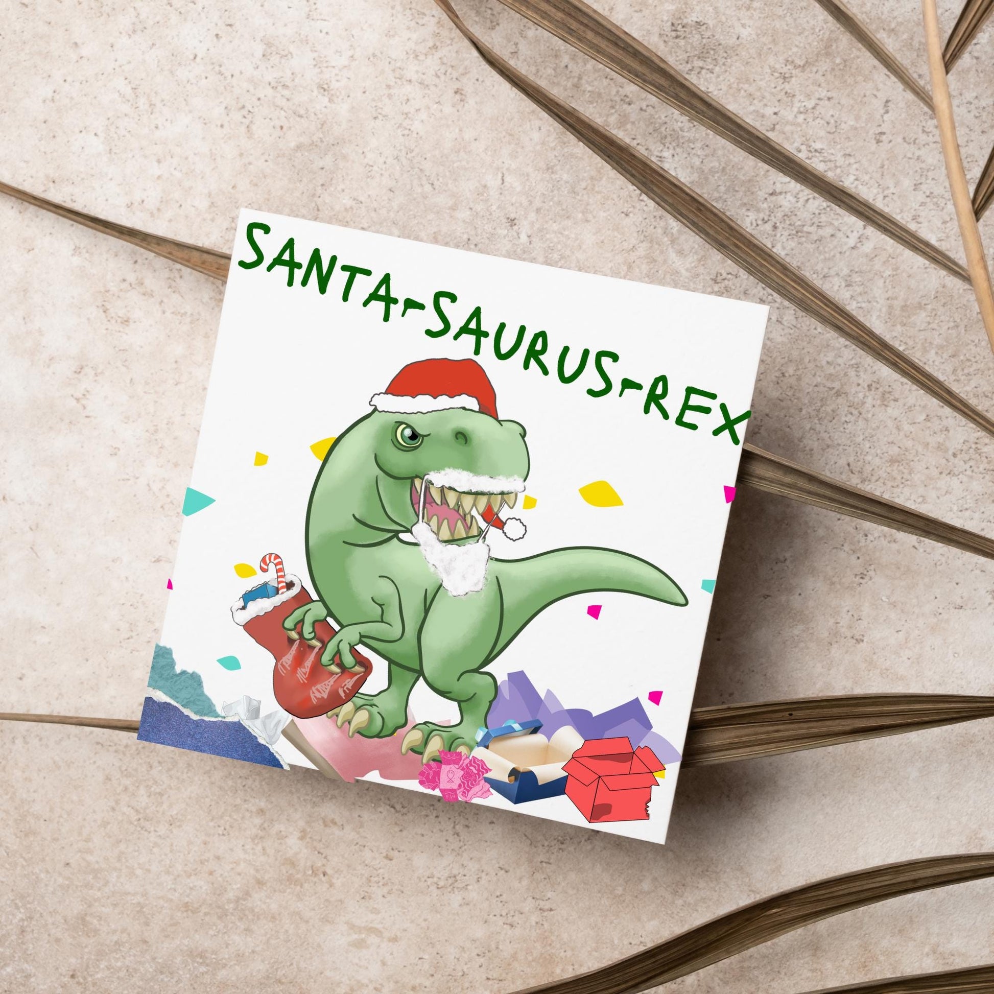 Dinosaur Christmas card, Tyrannosaurus Rex Xmas Card, T Rex, Cards for Him, Cards for Her, Cards for kids, Funny Childrens Christmas Card