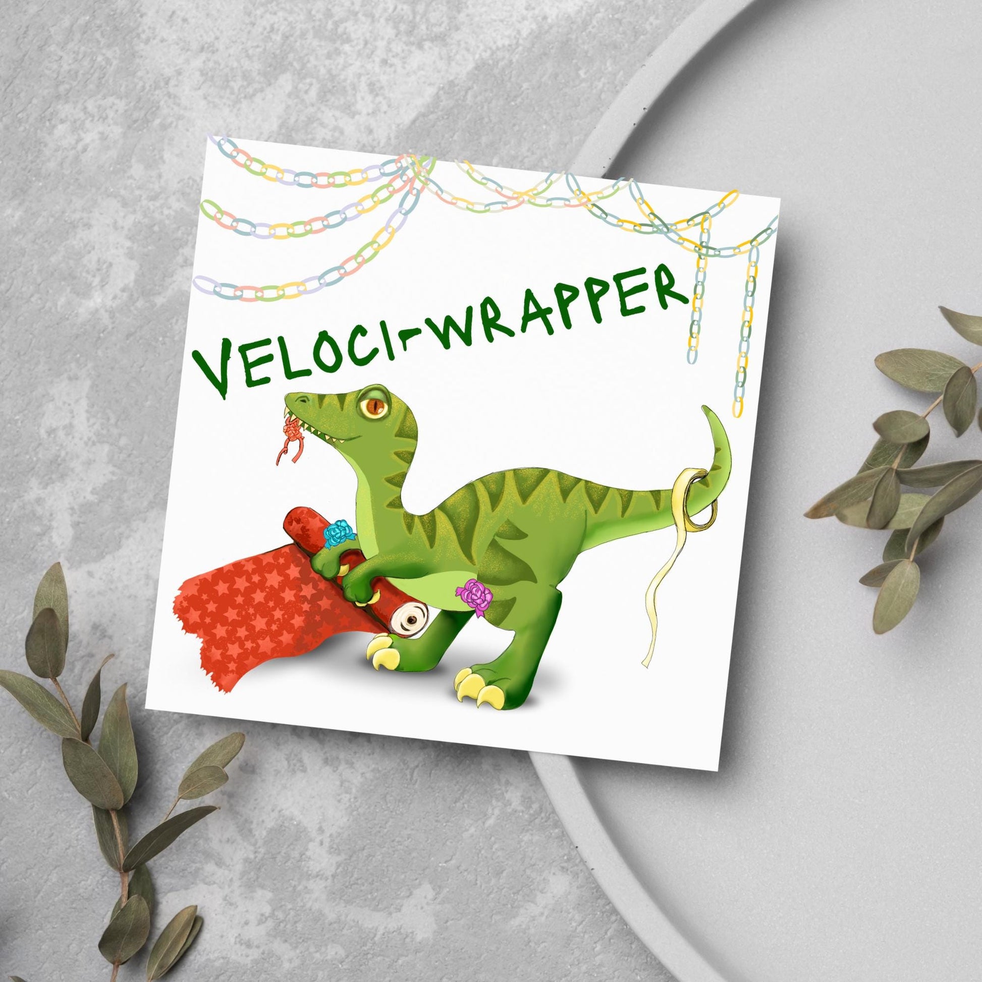 Dinosaur Christmas card, Diplodocus Xmas Card, Diplodocus Dinosaur, Cards for Dinosaur lover, Cards for kids, Funny Childs Christmas Card