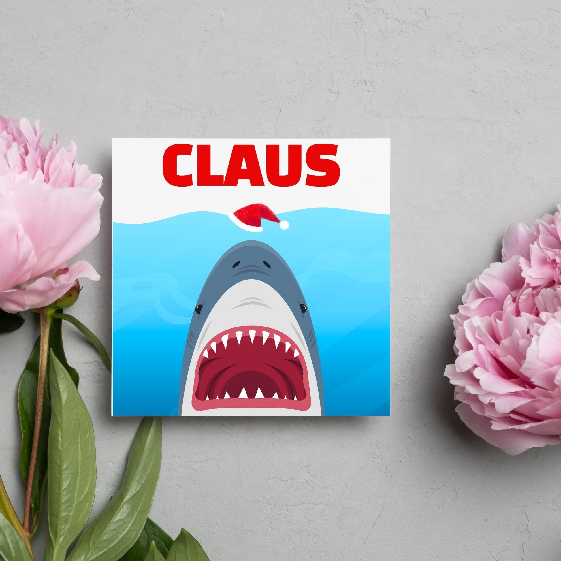 Shark Christmas card, Claus Xmas Card, Movie Spoof Card, Cards for Shark Lovers, Card for Movie Buff, Funny Christmas Card for Dad, Pun Card