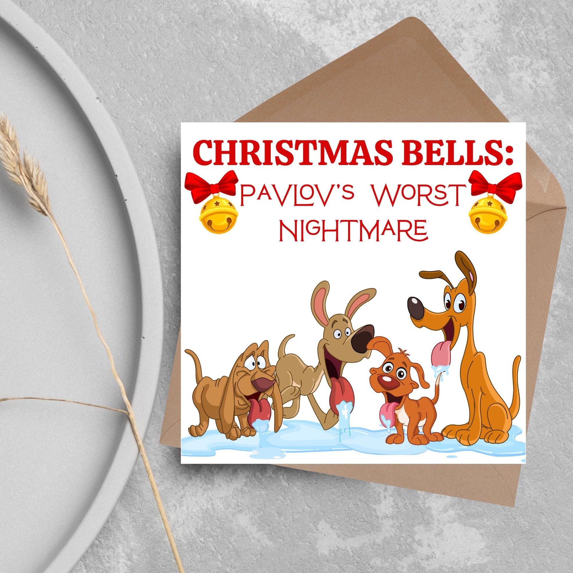 Psychology Christmas Card, Funny Psychologist Card, Pavlov's Dogs Christmas Card, Psychology Xmas Card, Christmas Card for Psychologist