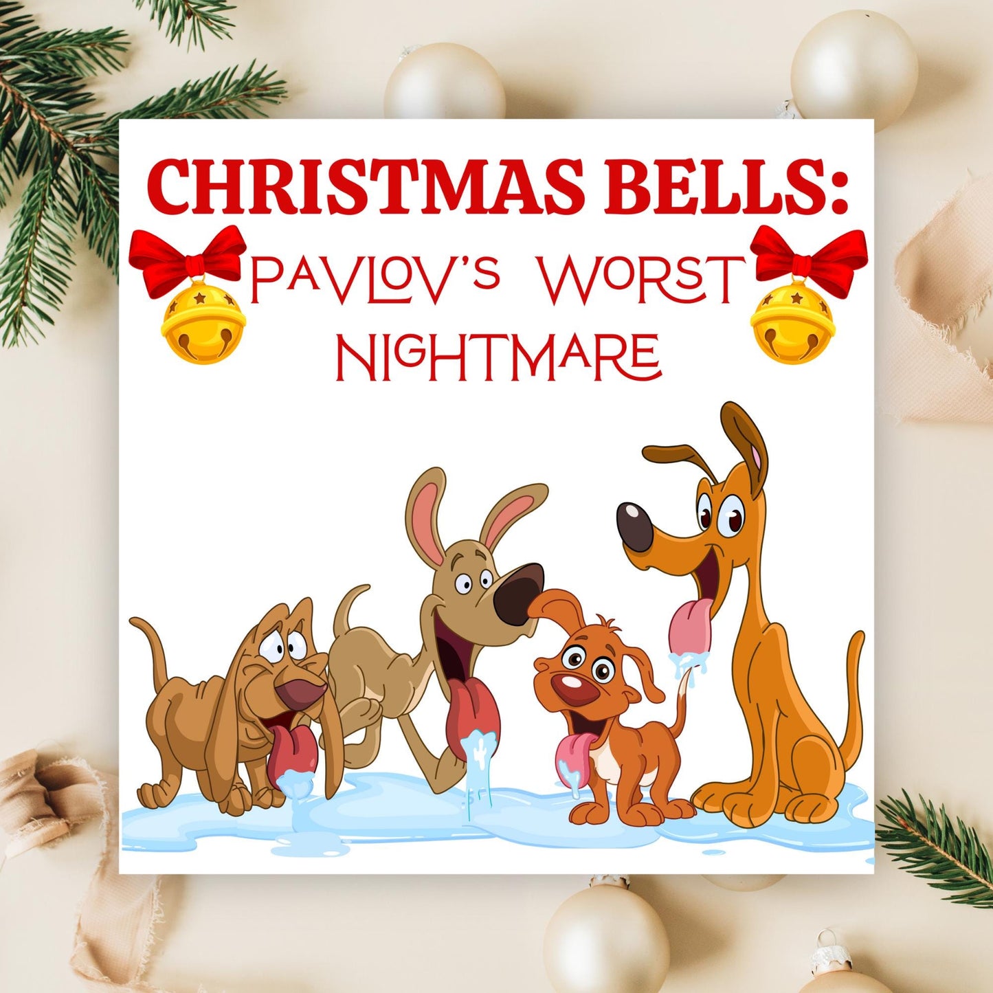 Psychology Christmas Card, Funny Psychologist Card, Pavlov's Dogs Christmas Card, Psychology Xmas Card, Christmas Card for Psychologist