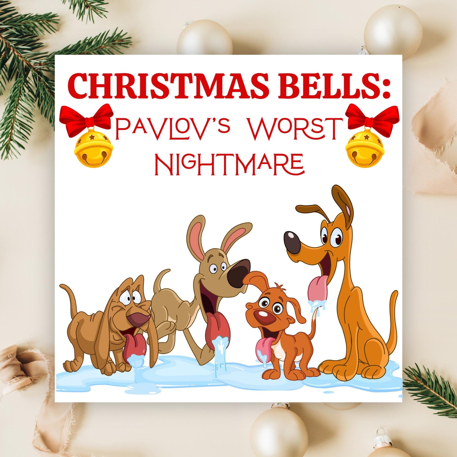 Psychology Christmas Card, Funny Psychologist Card, Pavlov's Dogs Christmas Card, Psychology Xmas Card, Christmas Card for Psychologist