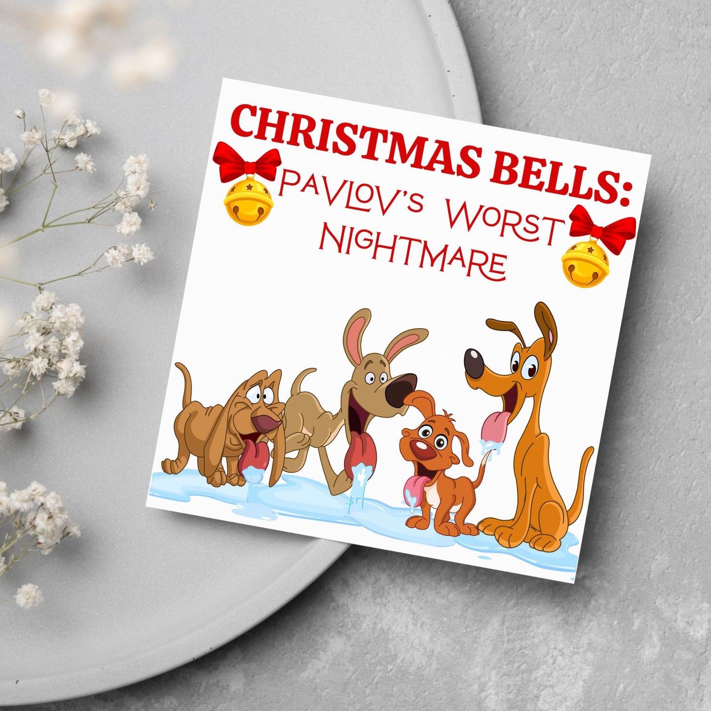 Psychology Christmas Card, Funny Psychologist Card, Pavlov's Dogs Christmas Card, Psychology Xmas Card, Christmas Card for Psychologist