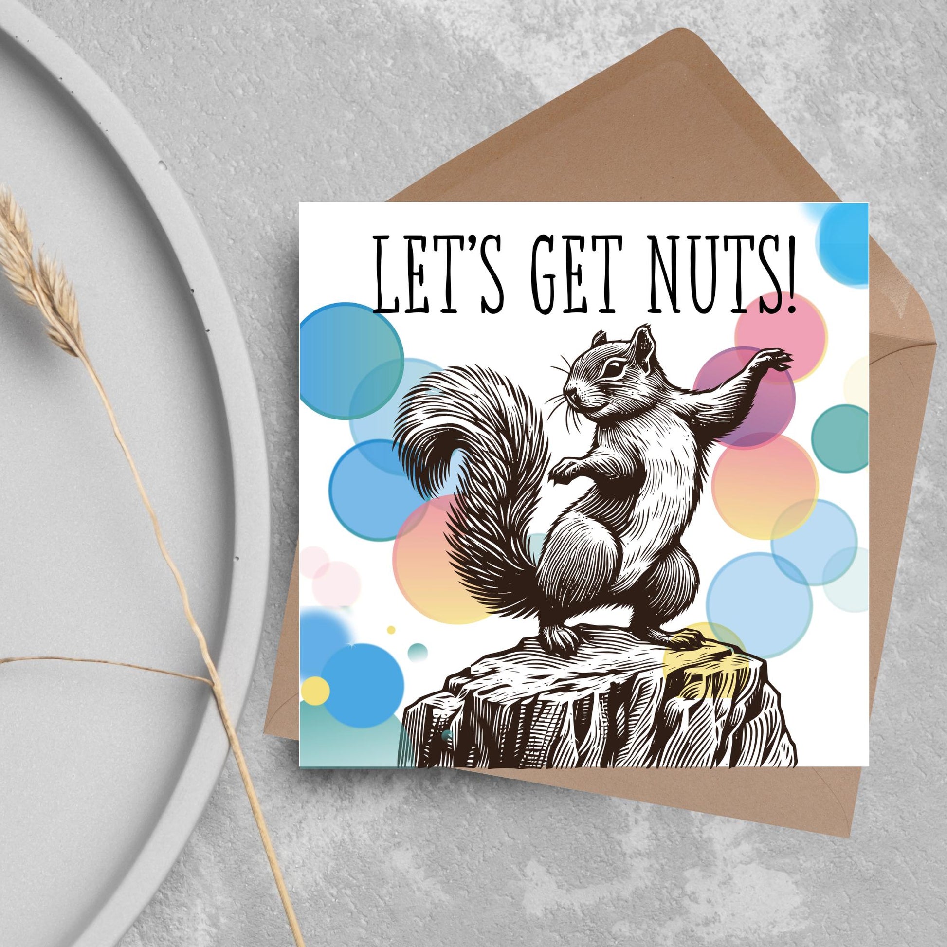 Party Squirrel Card, Fun Party Card, Squirrel Card, Animal Themed Birthday, Drinking Card, Funny Squirrel Lover Card, Any Occasion Card