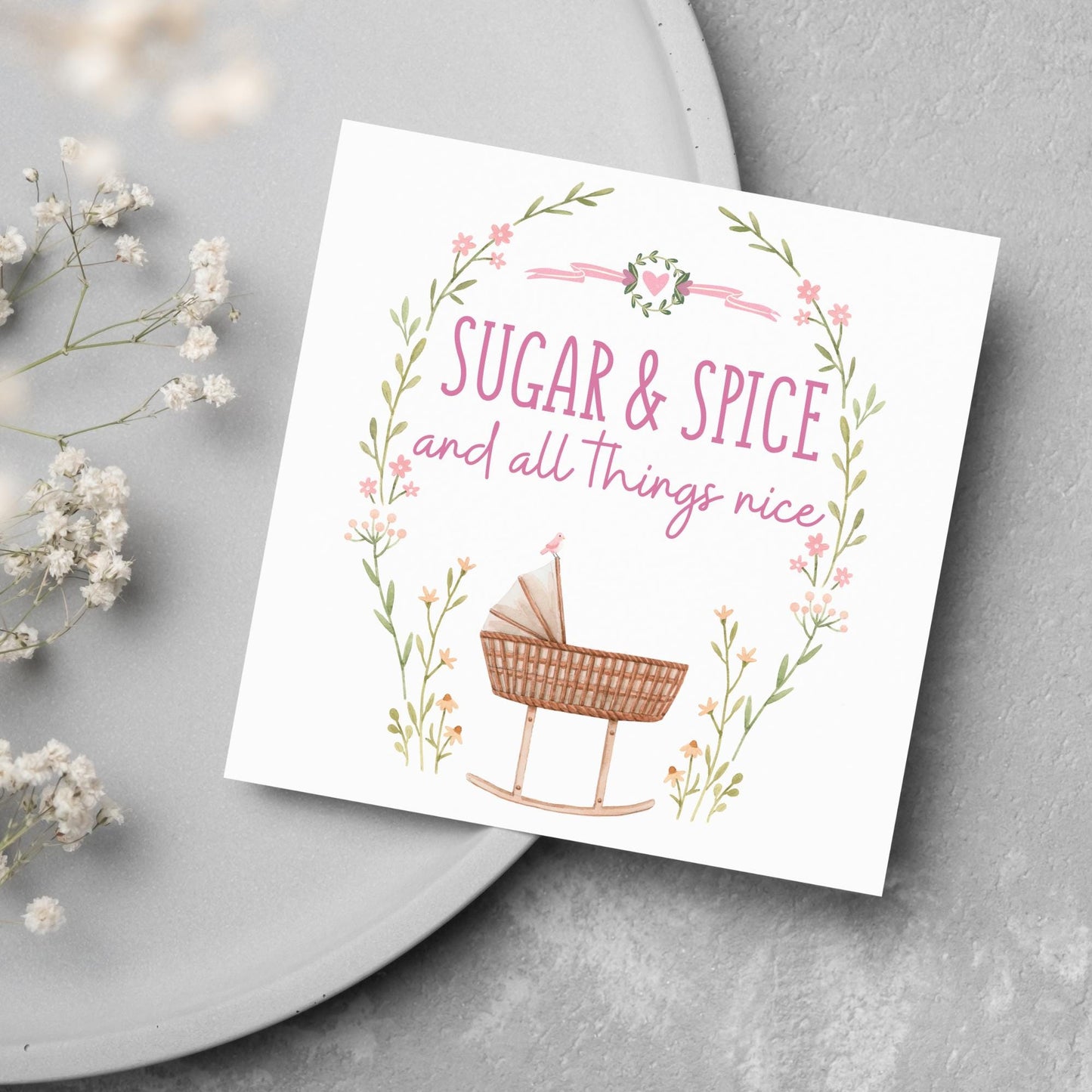 New Baby Card, It's a Girl, Baby Card, Congratulations, Birth Card, Baby Announcement, Congratulations Baby Girl, Birth Announcement Card