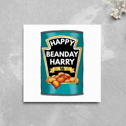 Personalised Birthday Beans Card, British Themed Birthday Card, Funny Birthday Card, Baked Beans Birthday, Name and Age Birthday Card