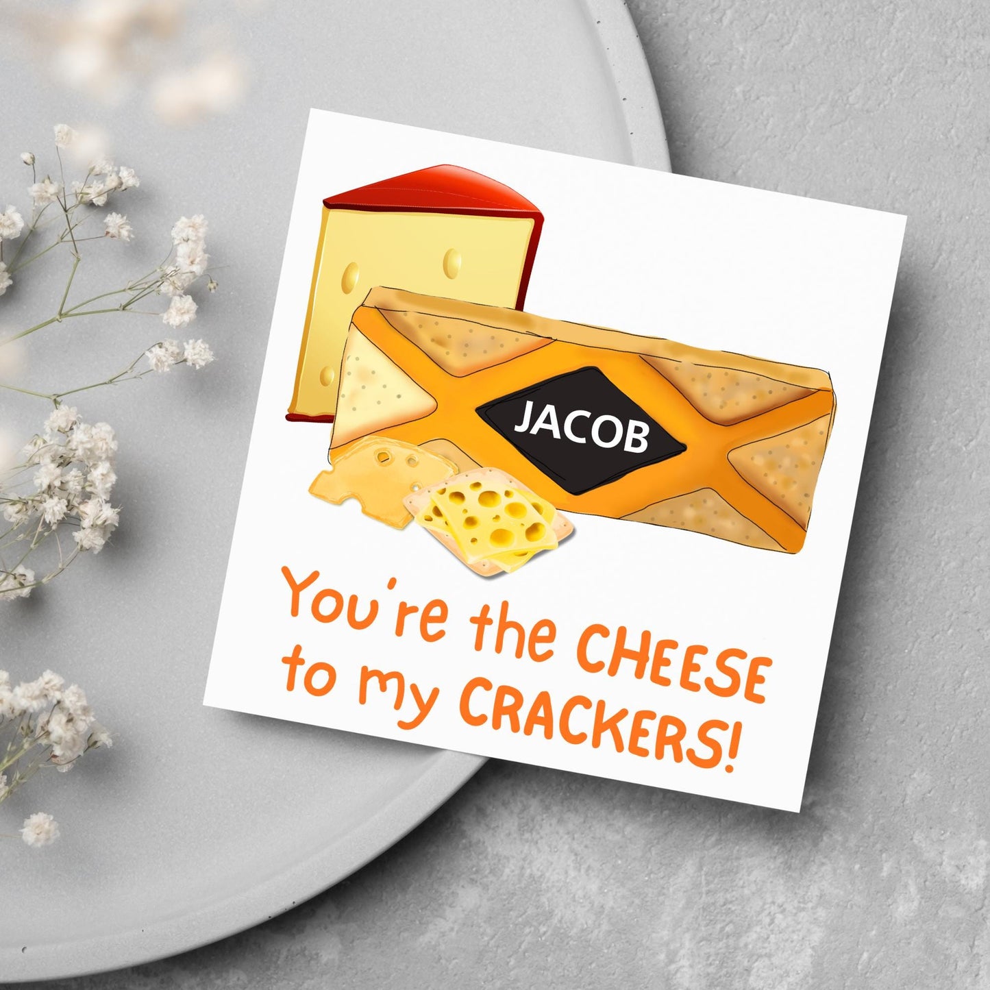 Cheesy Personalised Card, British Themed Card, Funny Anniversary Card, Cream Cracker, Card for Girlfriend, Card for Boyfriend, Birthday Card