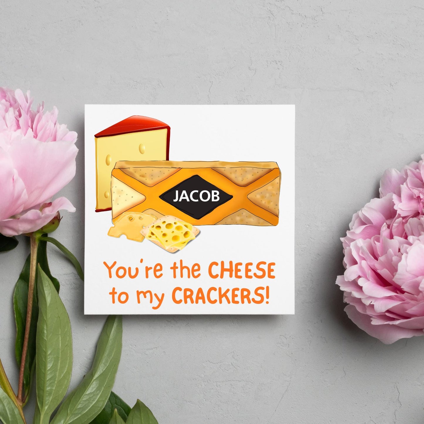 Cheesy Personalised Card, British Themed Card, Funny Anniversary Card, Cream Cracker, Card for Girlfriend, Card for Boyfriend, Birthday Card