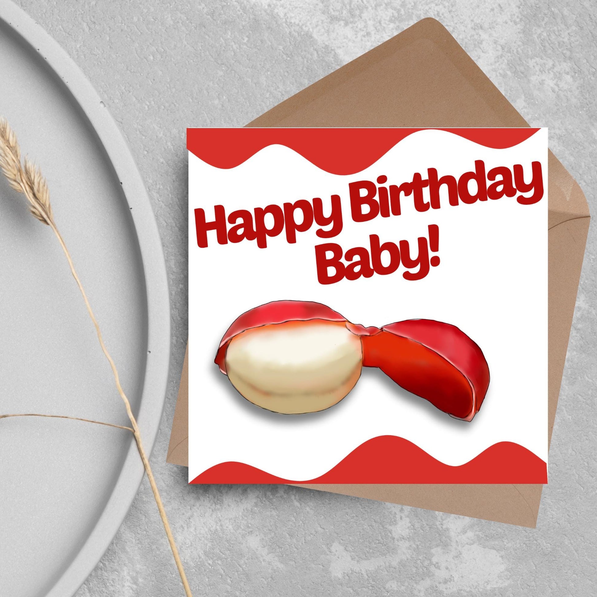 Cheese Birthday Card, British Themed Birthday Card, Funny Birthday Card, Baby Bell, Edam Card, Card for Wife, Card for Husband