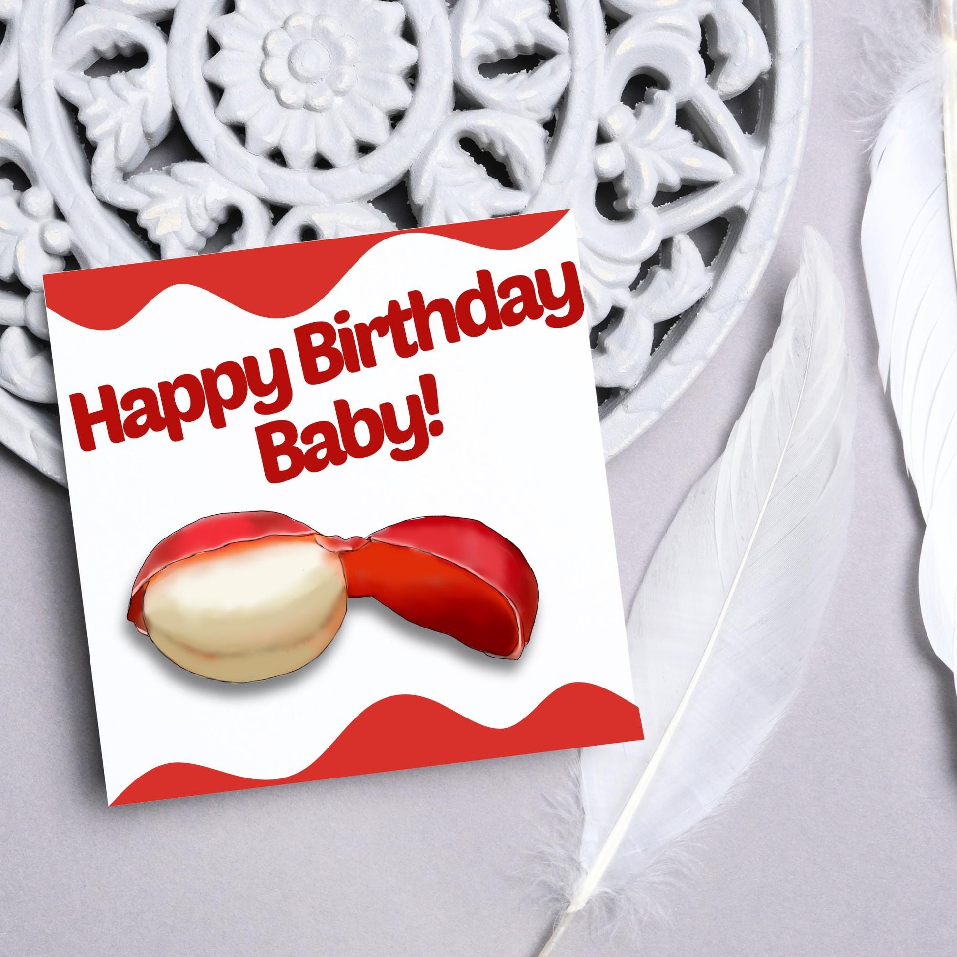 Cheese Birthday Card, British Themed Birthday Card, Funny Birthday Card, Baby Bell, Edam Card, Card for Wife, Card for Husband