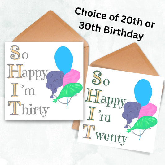30th Birthday Card, 20th Birthday Card, Thirty Birthday Card, Twenty Birthday Card, Funny Rude Birthday Card, 30 years, 20 years
