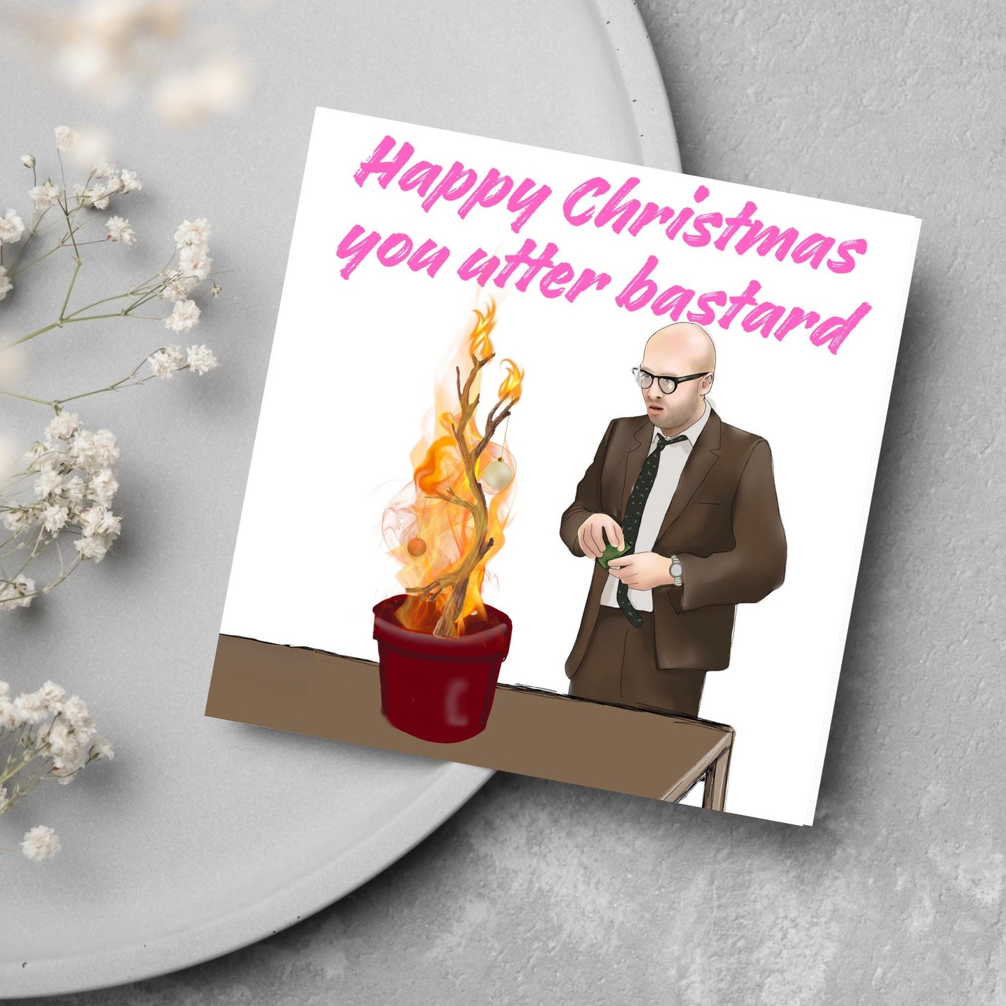 Bottom Christmas Card, Bottom Greeting Card, Rik Mayall, Eddie and Richie Bottom Card, Xmas Card, Rude Christmas Card