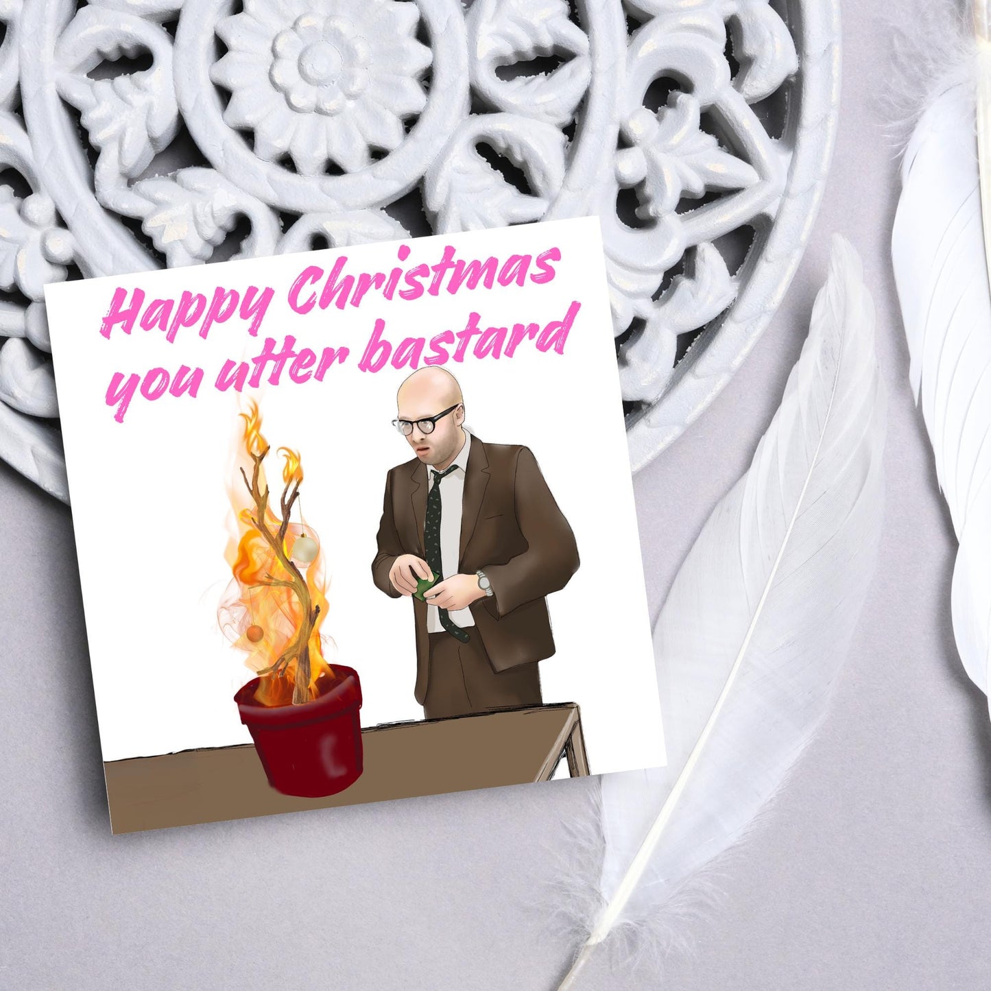 Bottom Christmas Card, Bottom Greeting Card, Rik Mayall, Eddie and Richie Bottom Card, Xmas Card, Rude Christmas Card
