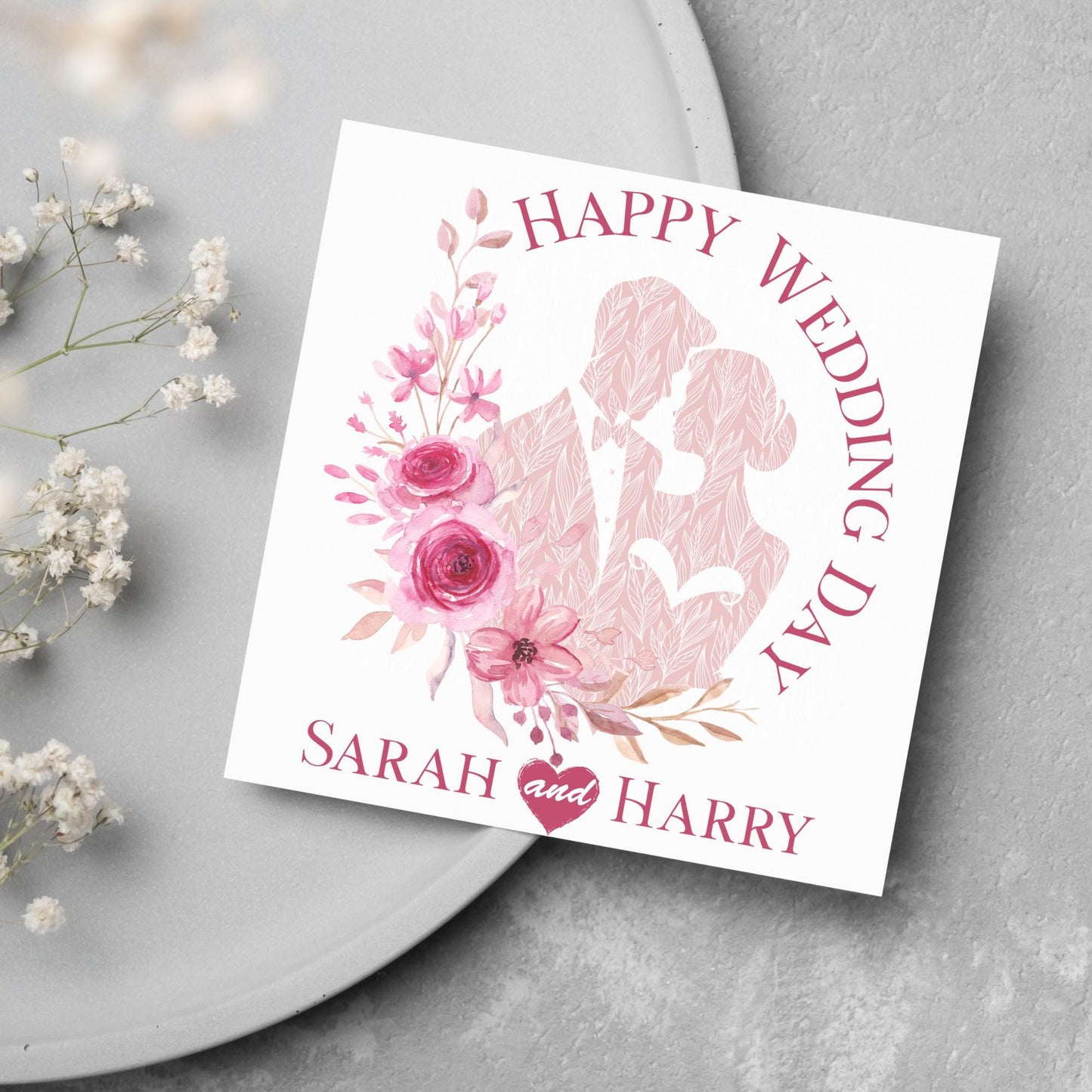 Personalised Wedding Congratulations Card, Wedding Day Card, Card for Couple, Customised Wedding Card, Custom Name Card, Wedding Gift