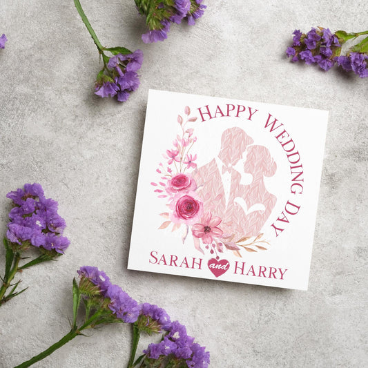 Personalised Wedding Congratulations Card, Wedding Day Card, Card for Couple, Customised Wedding Card, Custom Name Card, Wedding Gift