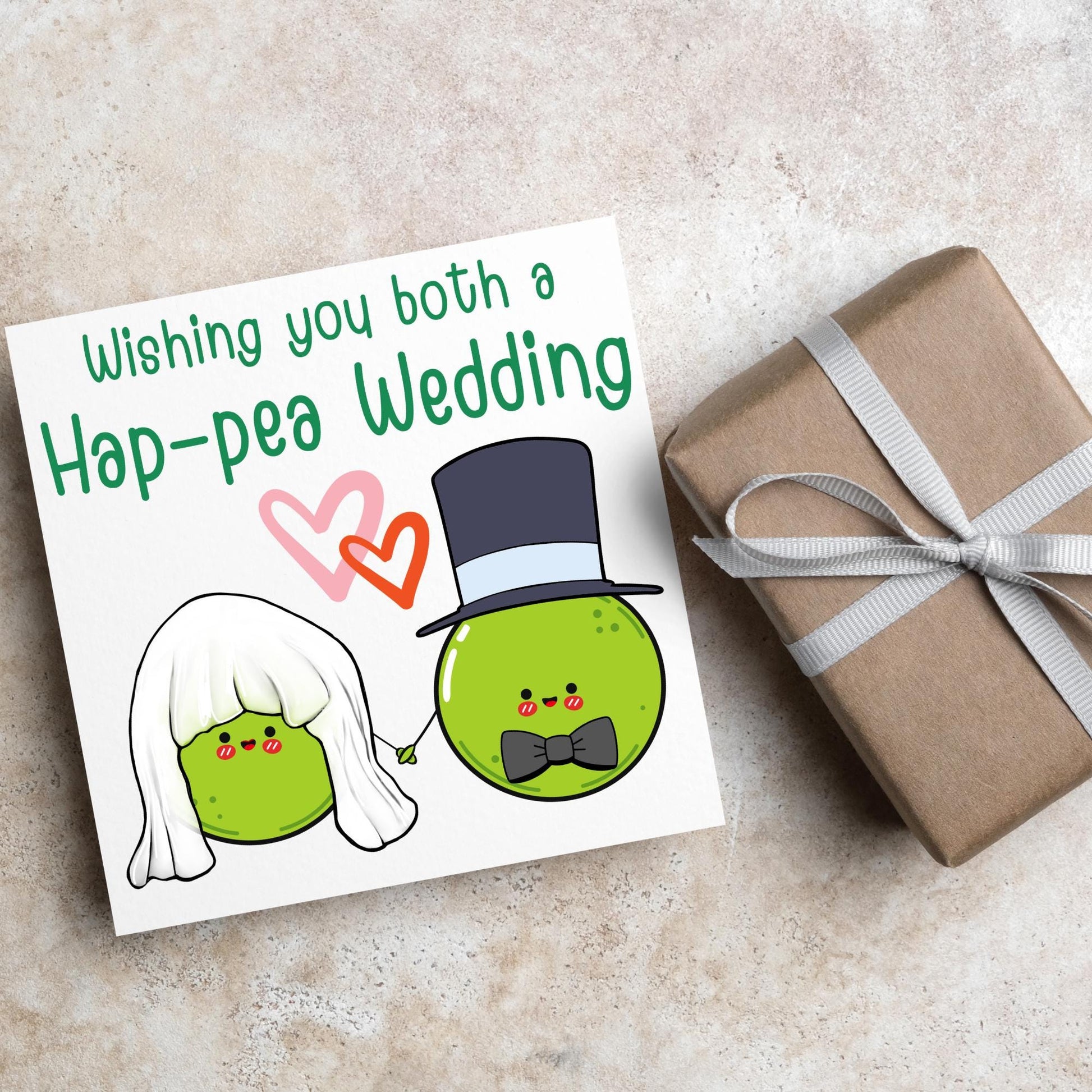 Cute Wedding Congratulations Card, Wedding Day Card, Card for Couple, Peas Card, Alternative Wedding Card, Happy Wedding Day