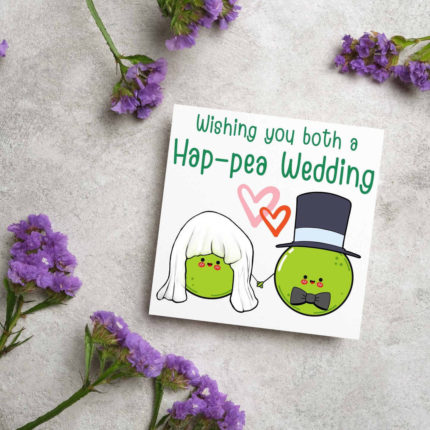 Cute Wedding Congratulations Card, Wedding Day Card, Card for Couple, Peas Card, Alternative Wedding Card, Happy Wedding Day