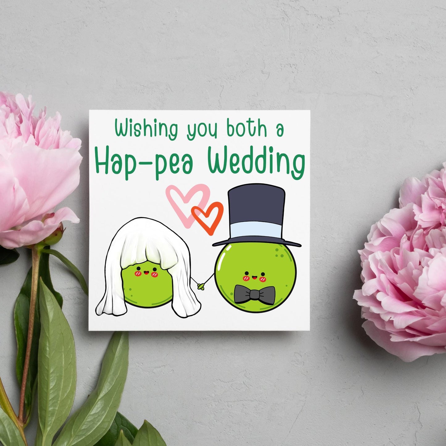 Cute Wedding Congratulations Card, Wedding Day Card, Card for Couple, Peas Card, Alternative Wedding Card, Happy Wedding Day