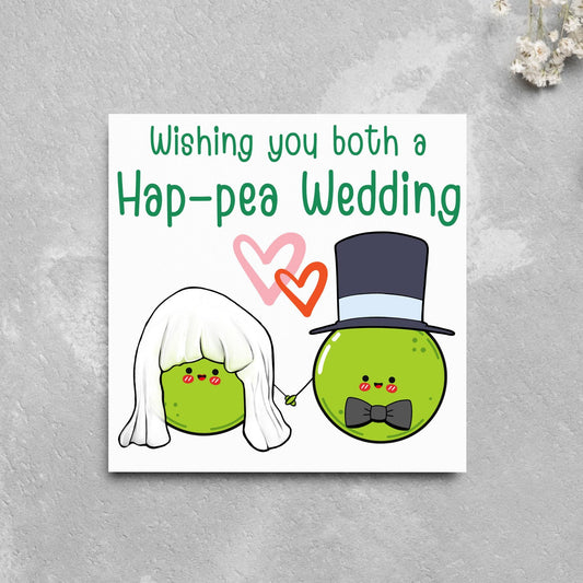 Cute Wedding Congratulations Card, Wedding Day Card, Card for Couple, Peas Card, Alternative Wedding Card, Happy Wedding Day