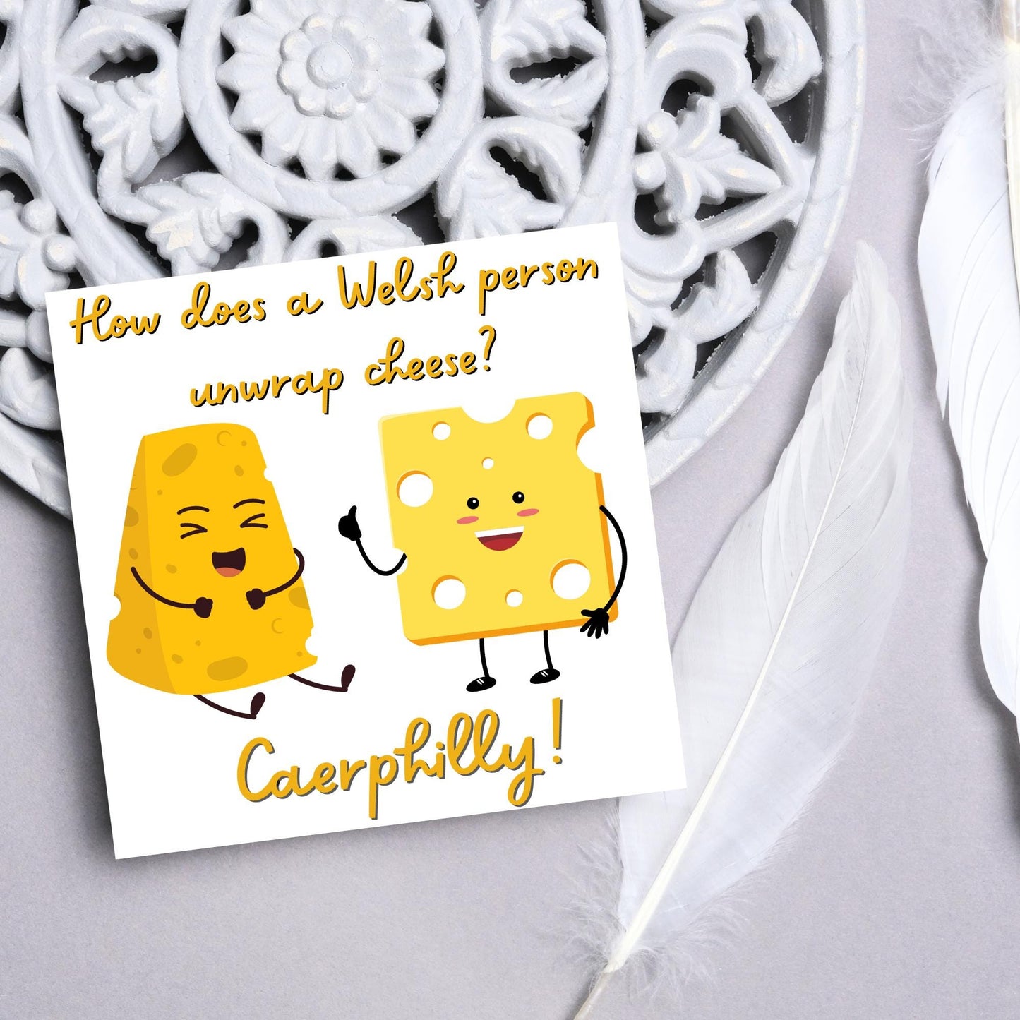 Cheese Joke Card, British Themed Card, Funny Card, Caerphilly Card, Card for All Occasions, Dad Joke Card, Caerphilly Cheese