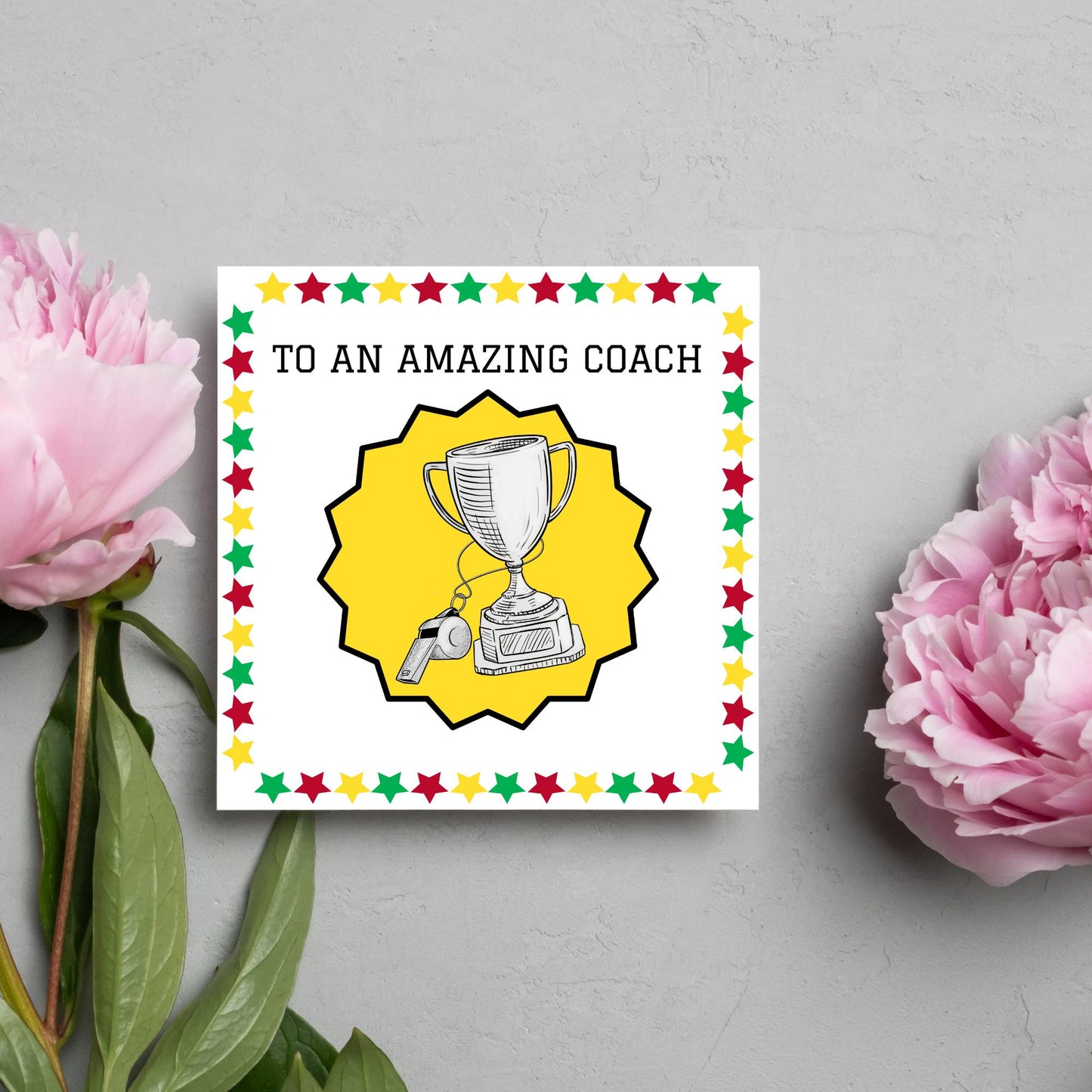 Thank You Coach Card, Team Coach Card, Card for Football Coach, Basketball Coach, Swim Coach, Rugby Coach, Thanks Coach Card