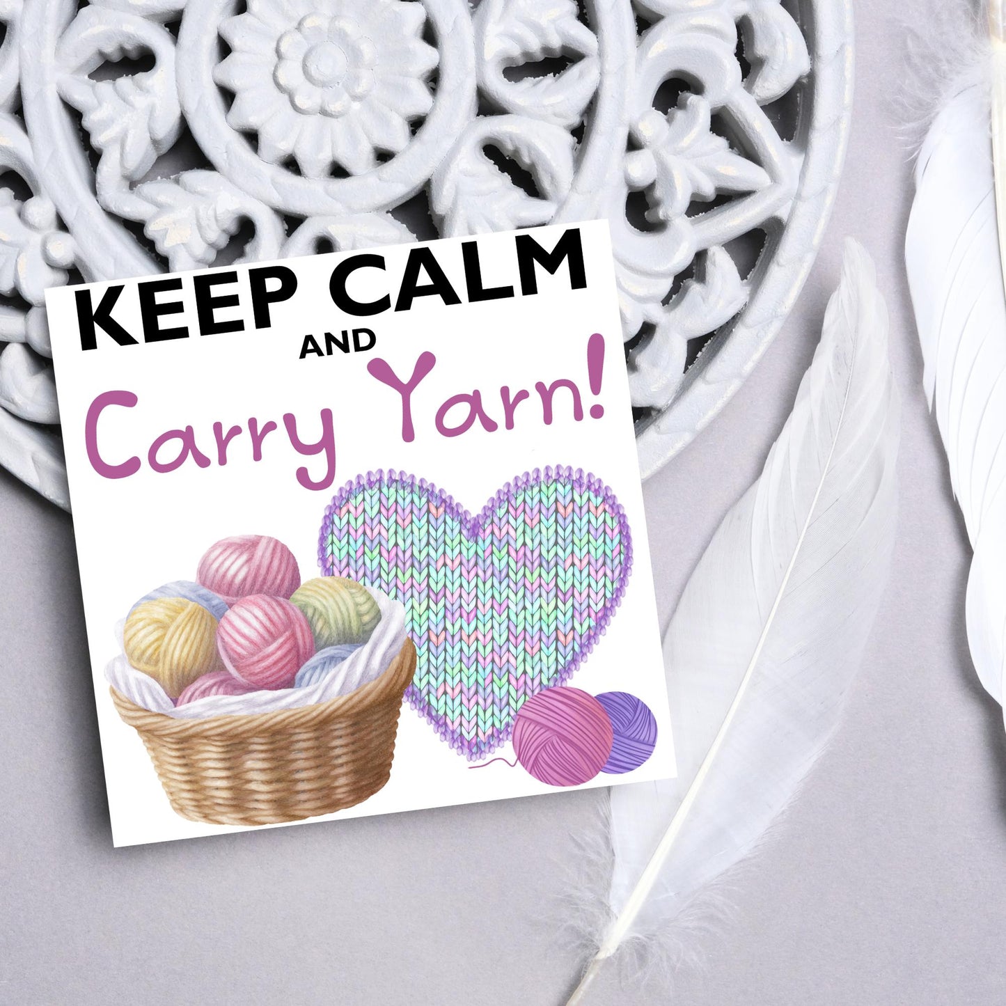 Knitting Card, Birthday Card for Knitter, Birthday Card for Mum, Yarn, Keep Calm Card, Wool Card, Card for Nan, Crochet Card, Blank Card
