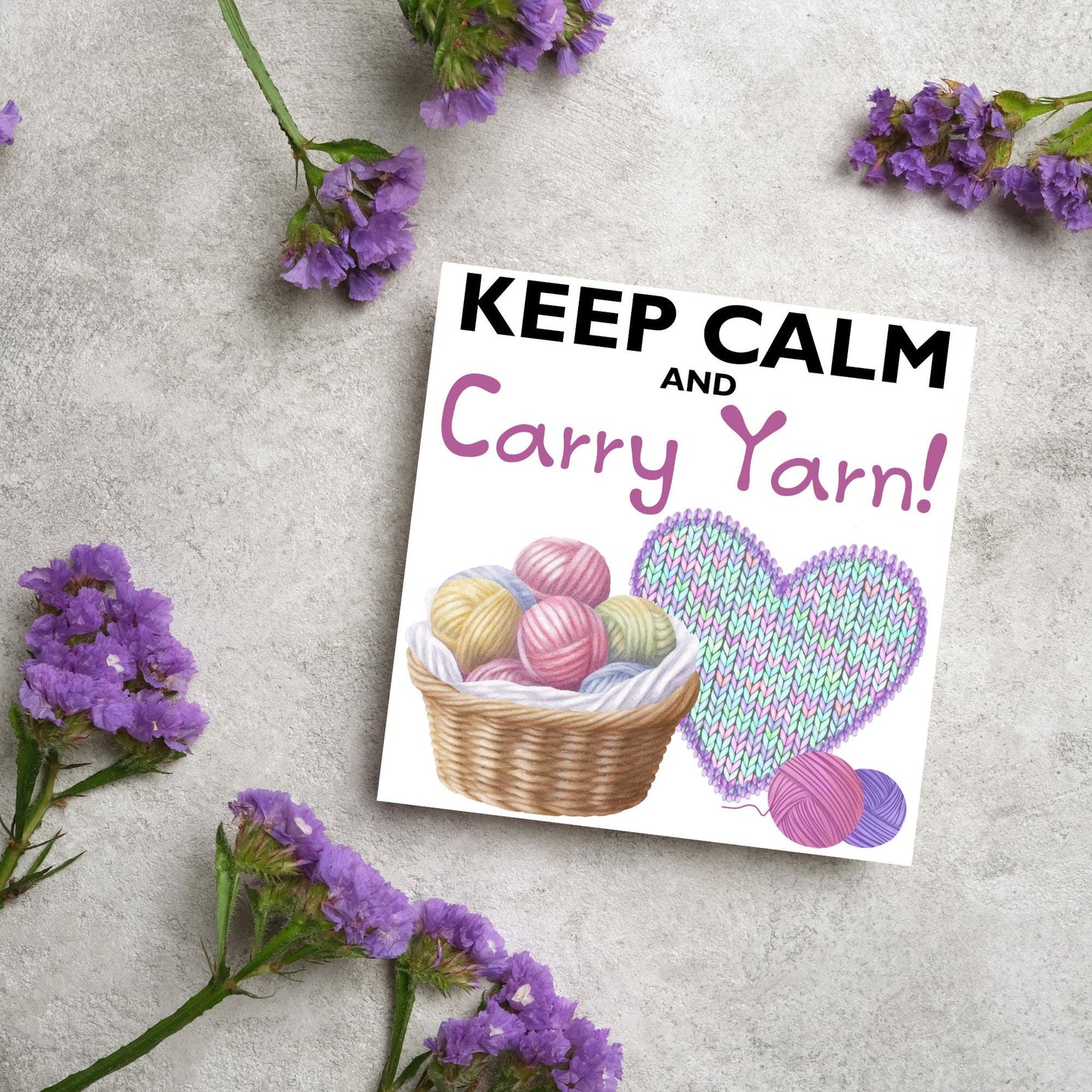 Knitting Card, Birthday Card for Knitter, Birthday Card for Mum, Yarn, Keep Calm Card, Wool Card, Card for Nan, Crochet Card, Blank Card
