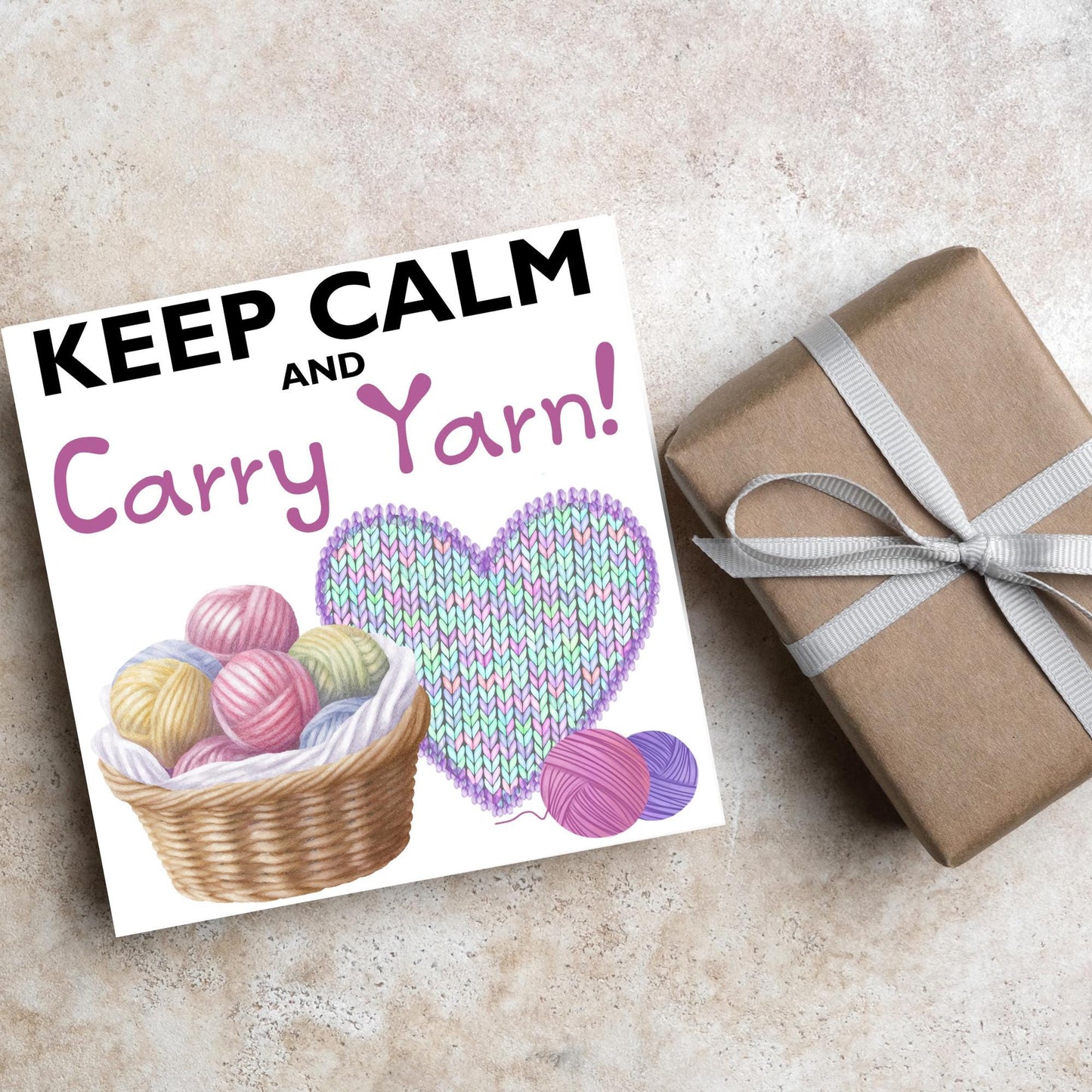 Knitting Card, Birthday Card for Knitter, Birthday Card for Mum, Yarn, Keep Calm Card, Wool Card, Card for Nan, Crochet Card, Blank Card