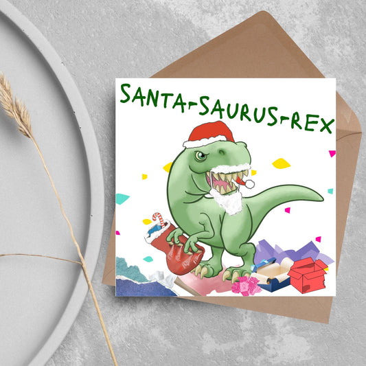 Dinosaur Christmas card, Tyrannosaurus Rex Xmas Card, T Rex, Cards for Him, Cards for Her, Cards for kids, Funny Childrens Christmas Card