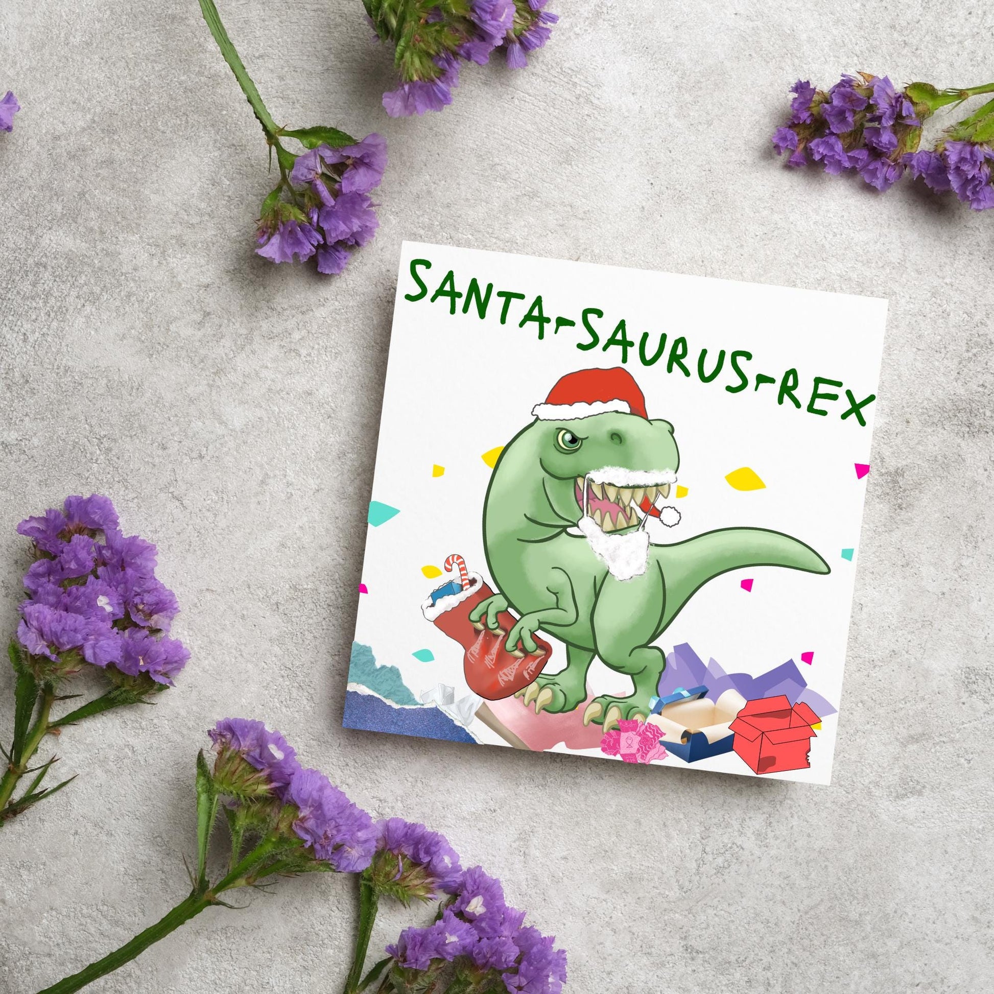 Dinosaur Christmas card, Tyrannosaurus Rex Xmas Card, T Rex, Cards for Him, Cards for Her, Cards for kids, Funny Childrens Christmas Card