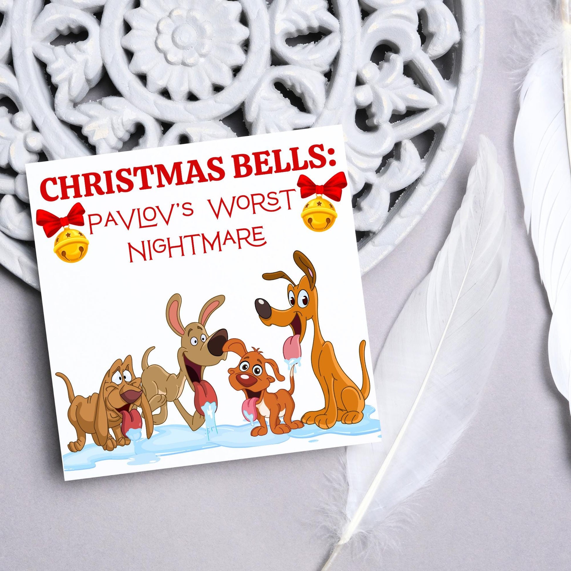 Psychology Christmas Card, Funny Psychologist Card, Pavlov's Dogs Christmas Card, Psychology Xmas Card, Christmas Card for Psychologist