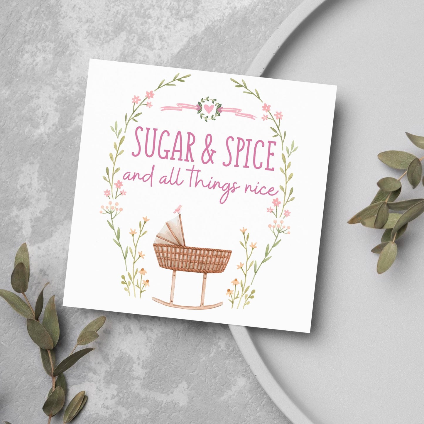New Baby Card, It's a Girl, Baby Card, Congratulations, Birth Card, Baby Announcement, Congratulations Baby Girl, Birth Announcement Card
